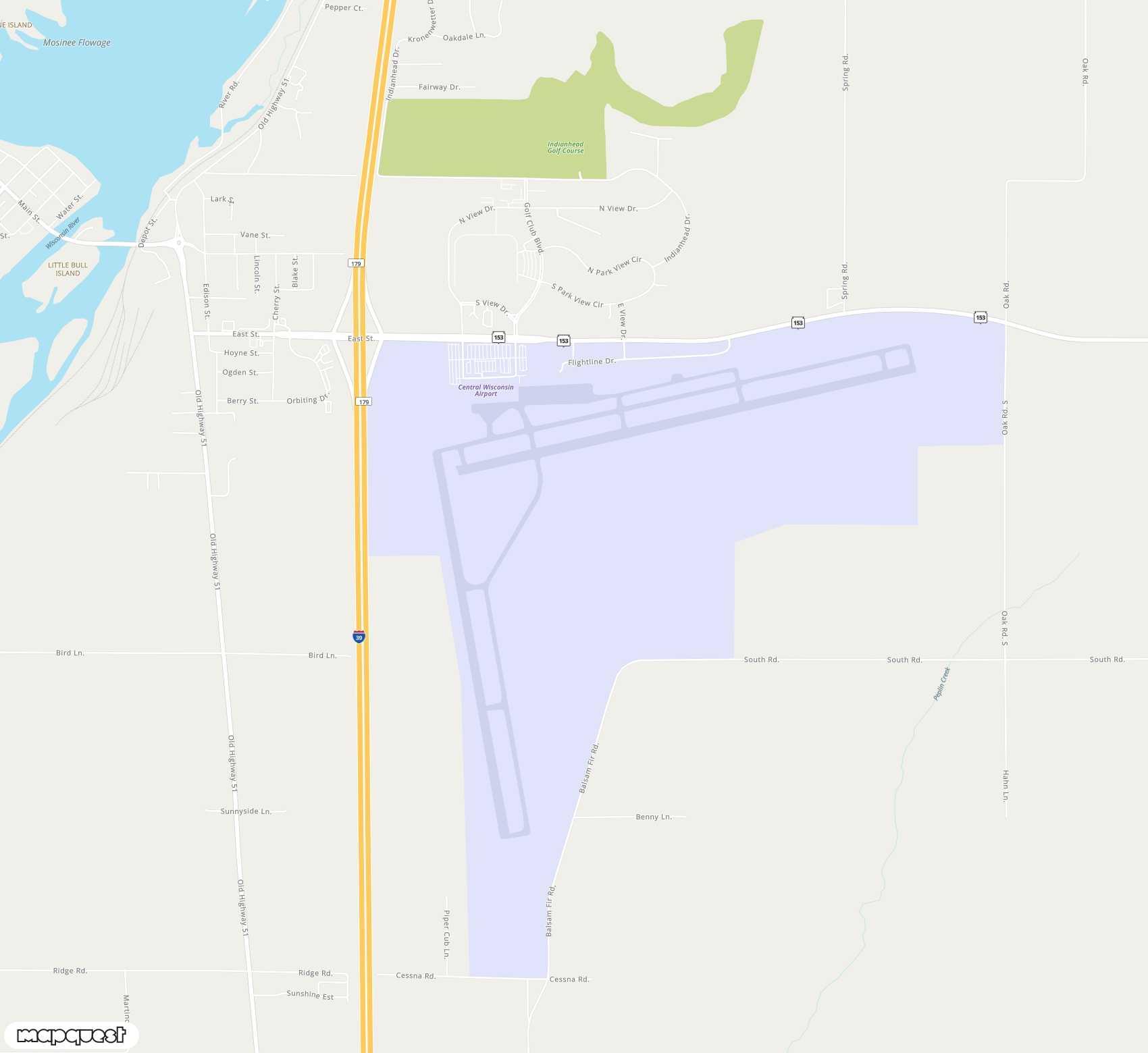 Carte de <span>Aéroport de </span>Central Wisconsin<span>(CWA)</span>