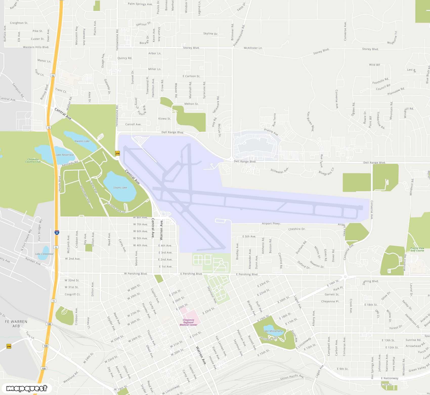 Carte de <span>Aéroport de </span>Cheyenne Regional Jerry Olson Field<span>(CYS)</span>