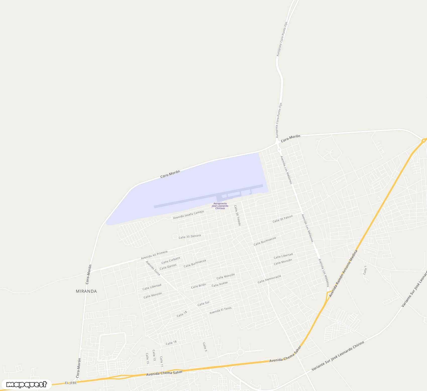 Carte de <span>Aéroport de </span>José Leonardo Chirinos<span>(CZE)</span>