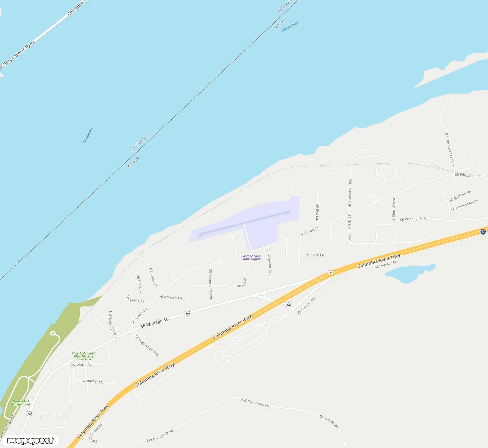 Carte de <span>Aérodrome de </span>Cascade Locks State<span>(CZK)</span>