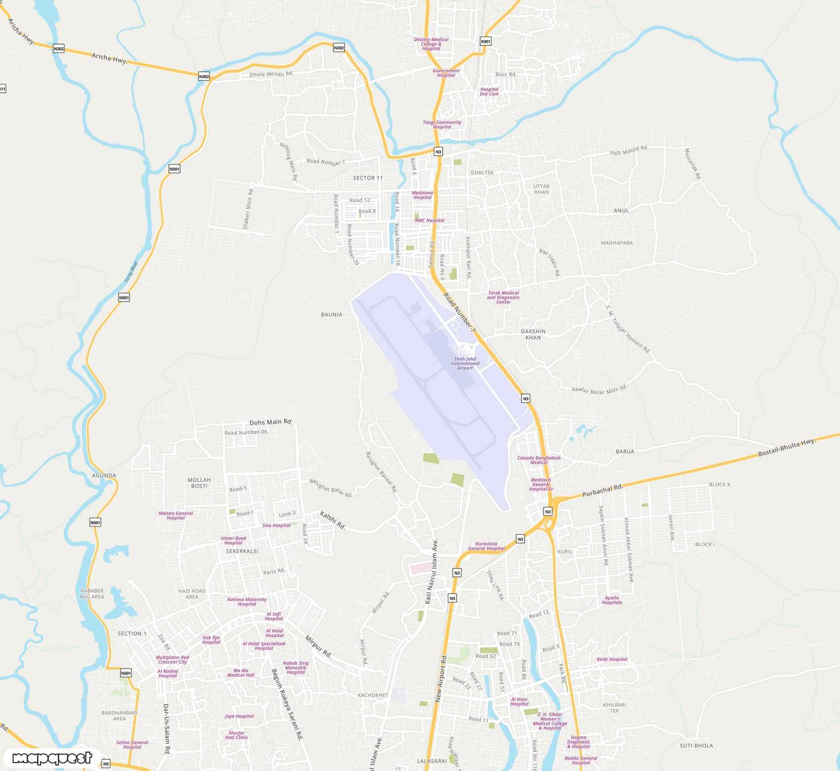 Carte de Hazrat Shahjalal <span>international airport (DAC)</span>