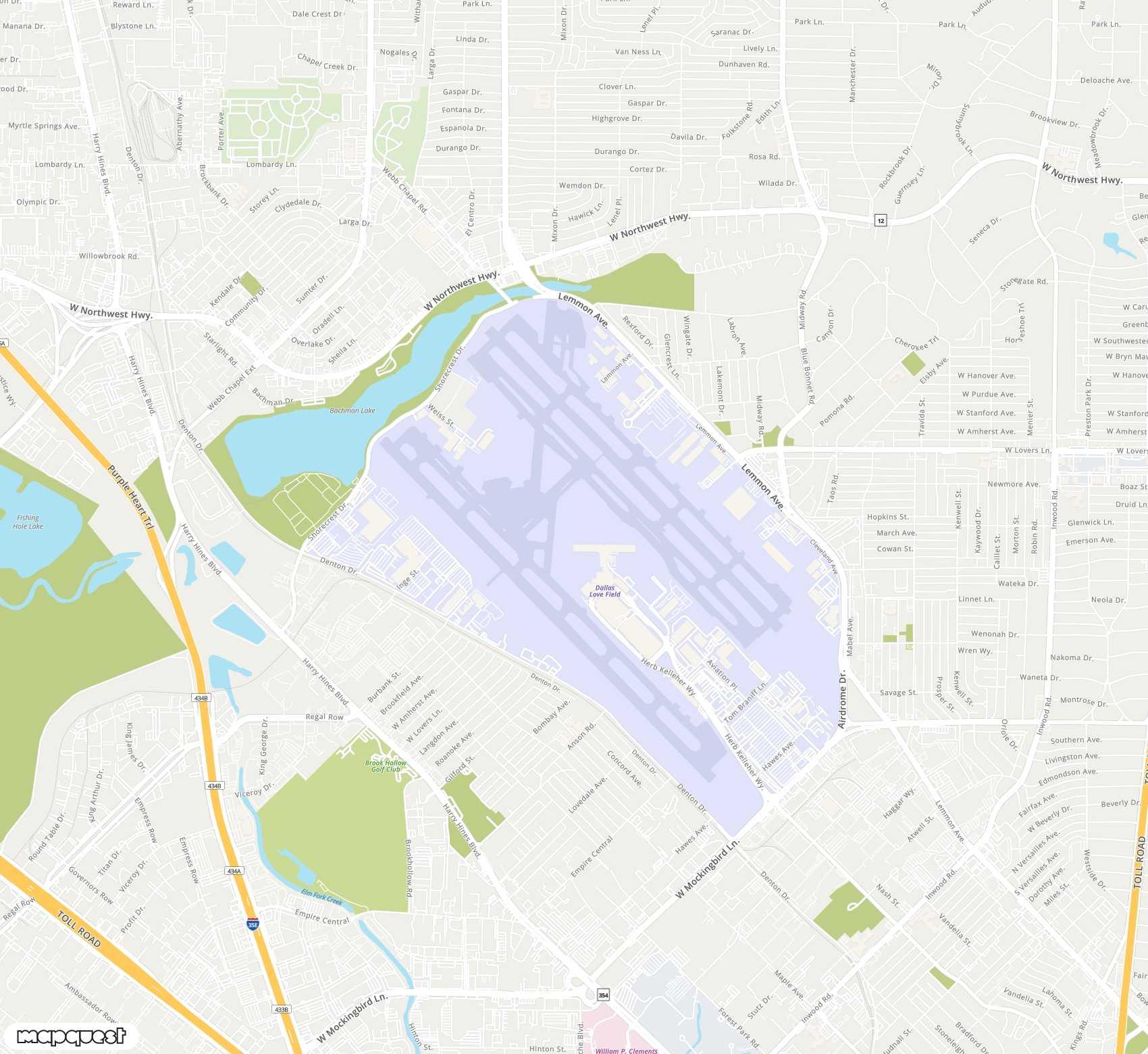 Carte de <span>Aéroport de </span>Dallas Love Field<span>(DAL)</span>
