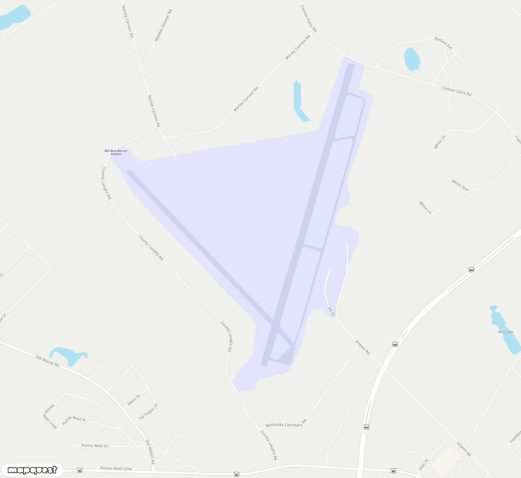 Carte de <span>Aérodrome de </span>W H 'Bud' Barron<span>(DBN)</span>