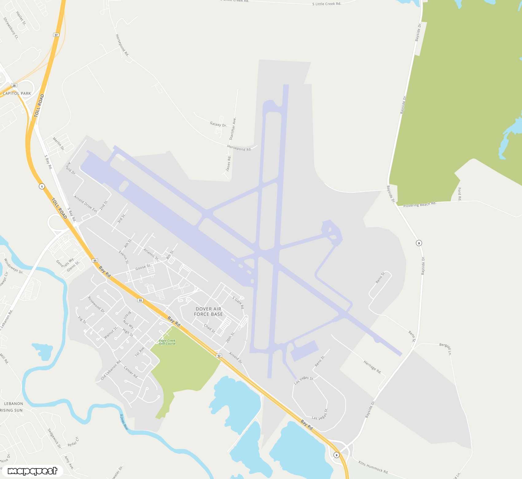 Carte de Dover Air Force Base <span>airport (DOV)</span>