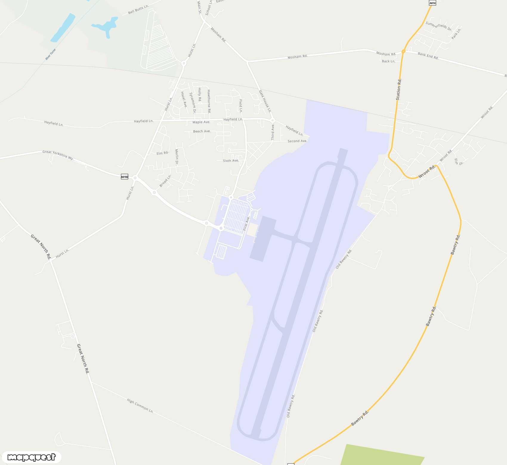 Carte de Robin Hood Doncaster Sheffield <span>airport (DSA)</span>