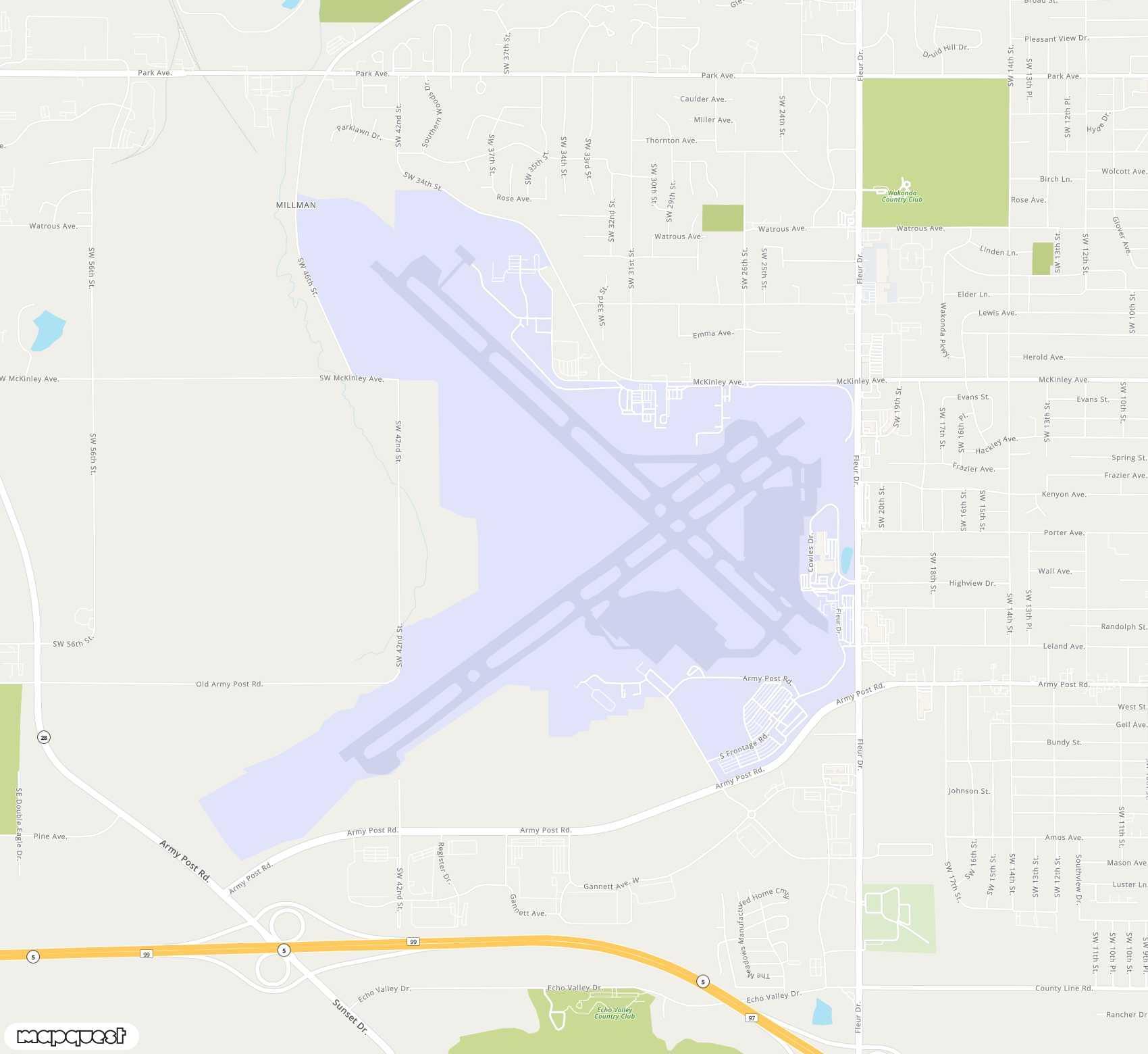 Carte de Des Moines <span>airport (DSM)</span>