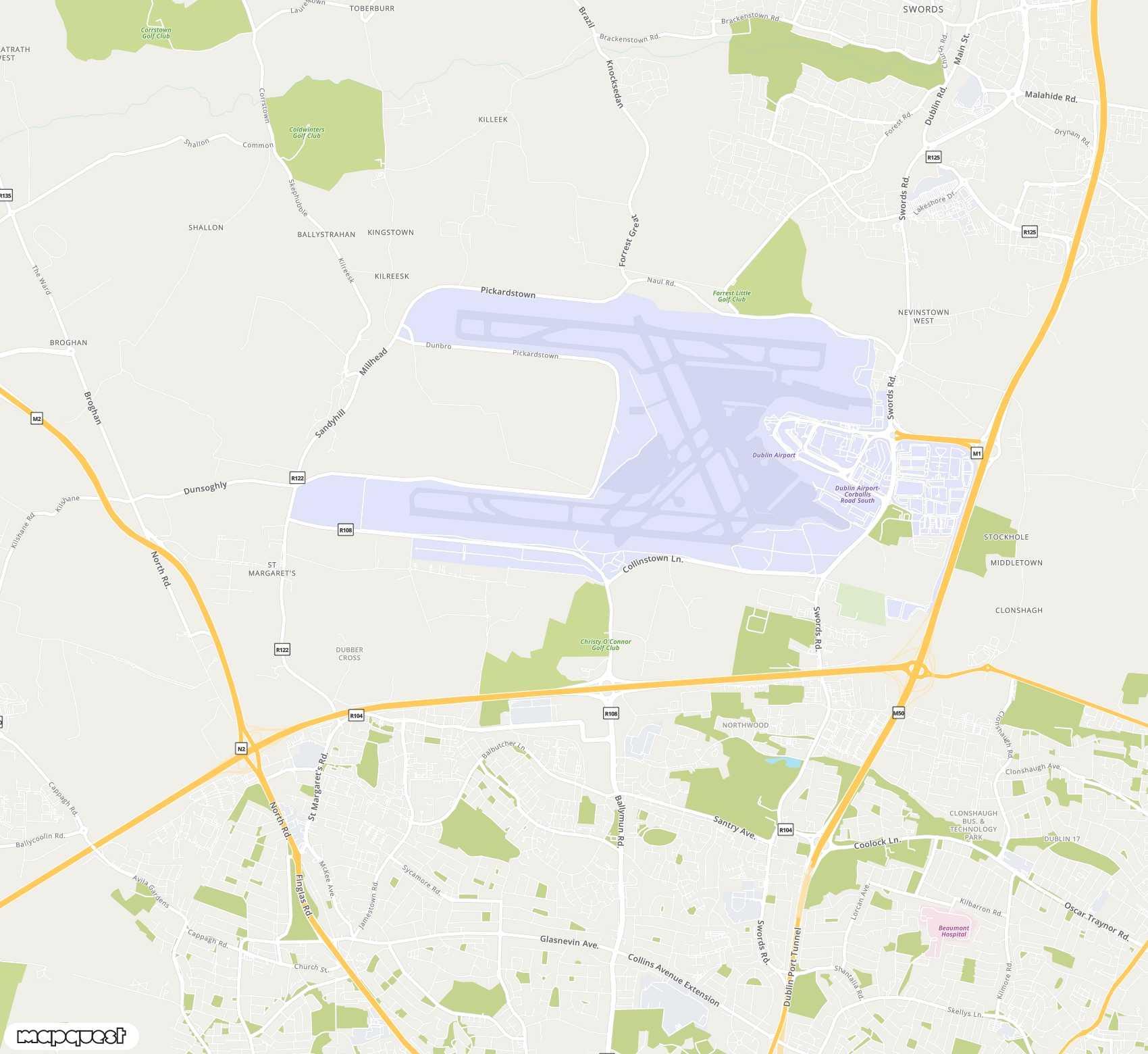 Carte de Dublin <span>international airport (DUB)</span>