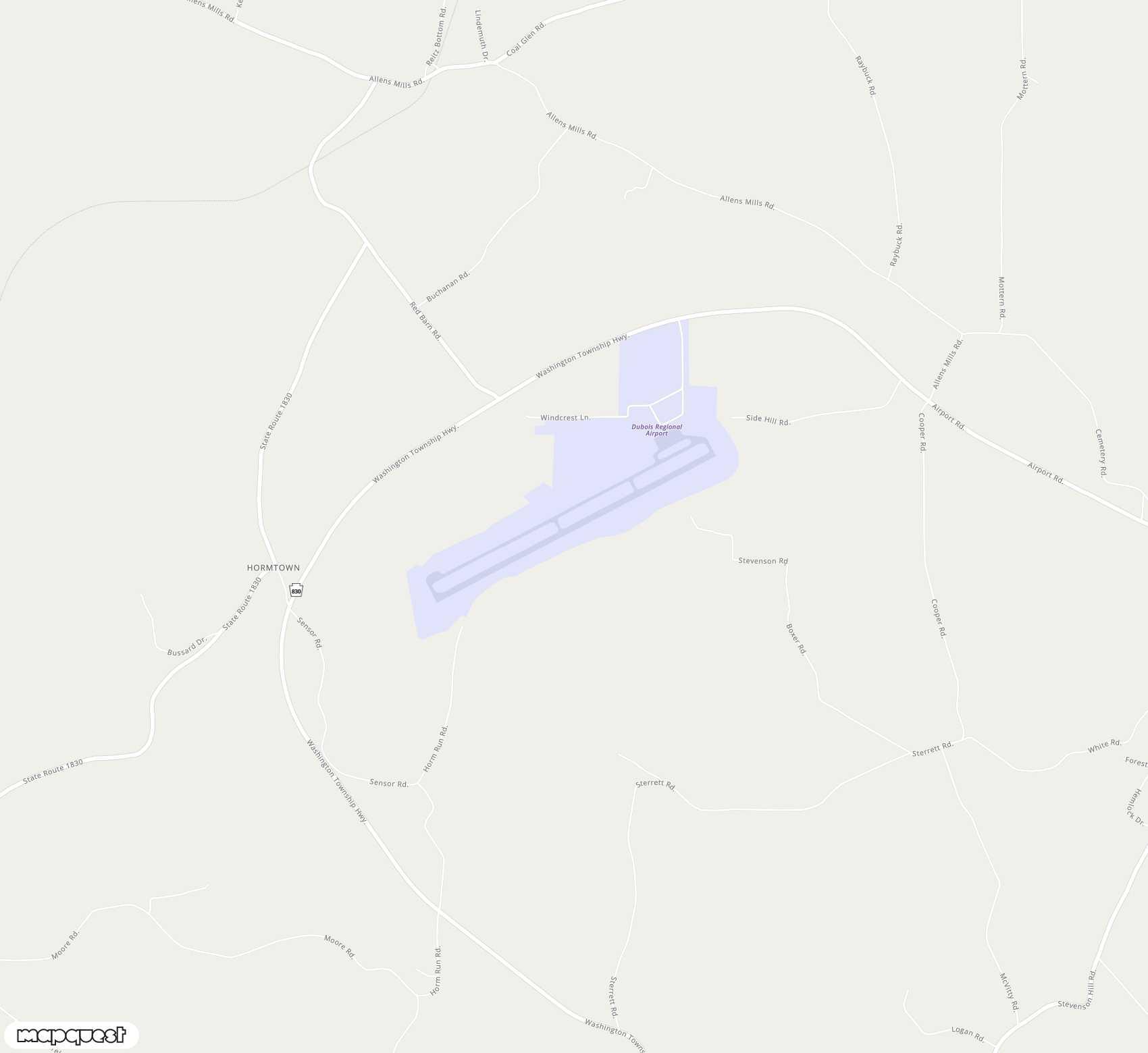 Carte de DuBois Regional <span>airport (DUJ)</span>