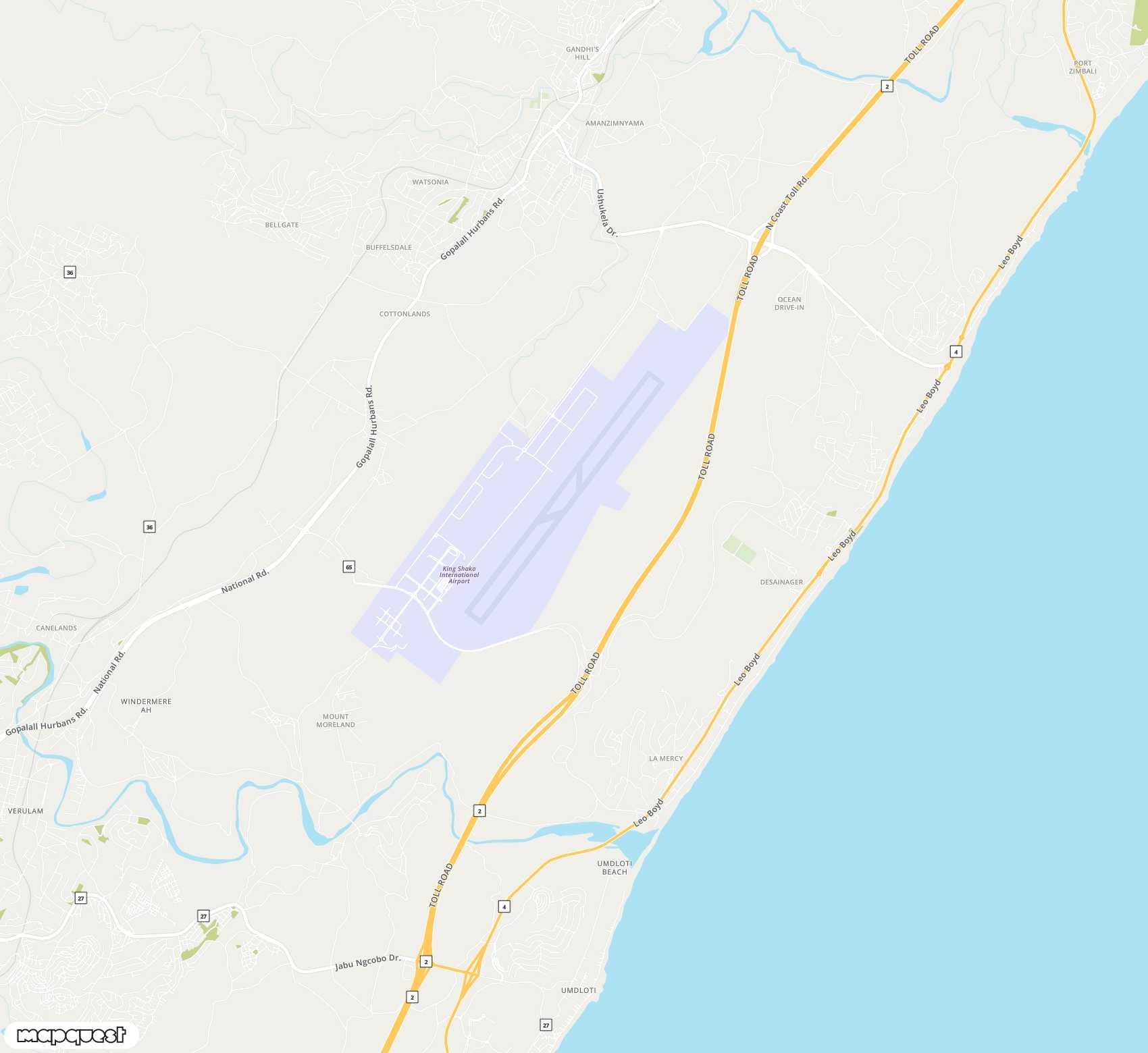 Carte de King Shaka <span>international airport (DUR)</span>