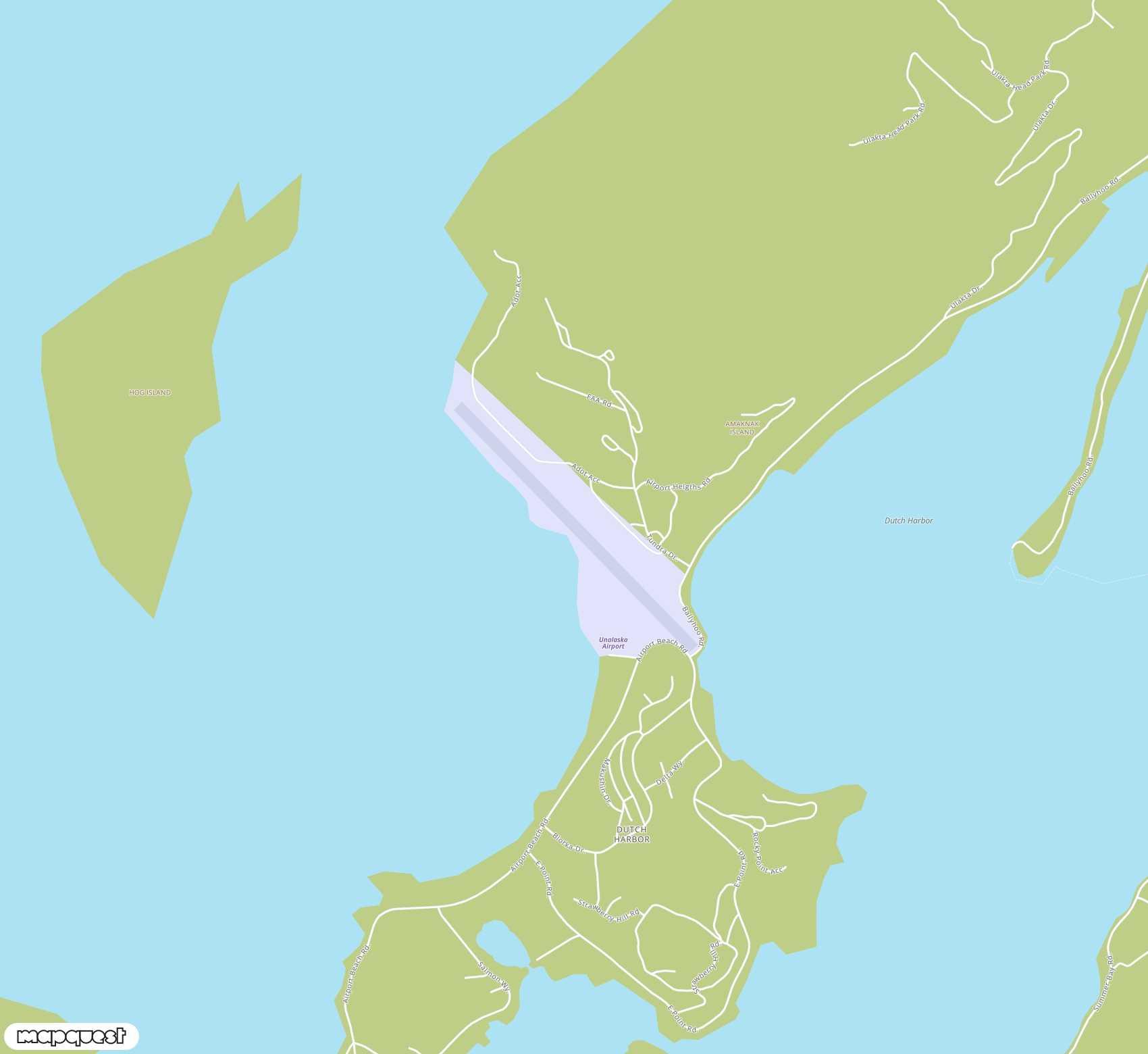 Carte de <span>Aéroport de </span>Tom Madsen (Dutch Harbor)<span>(DUT)</span>