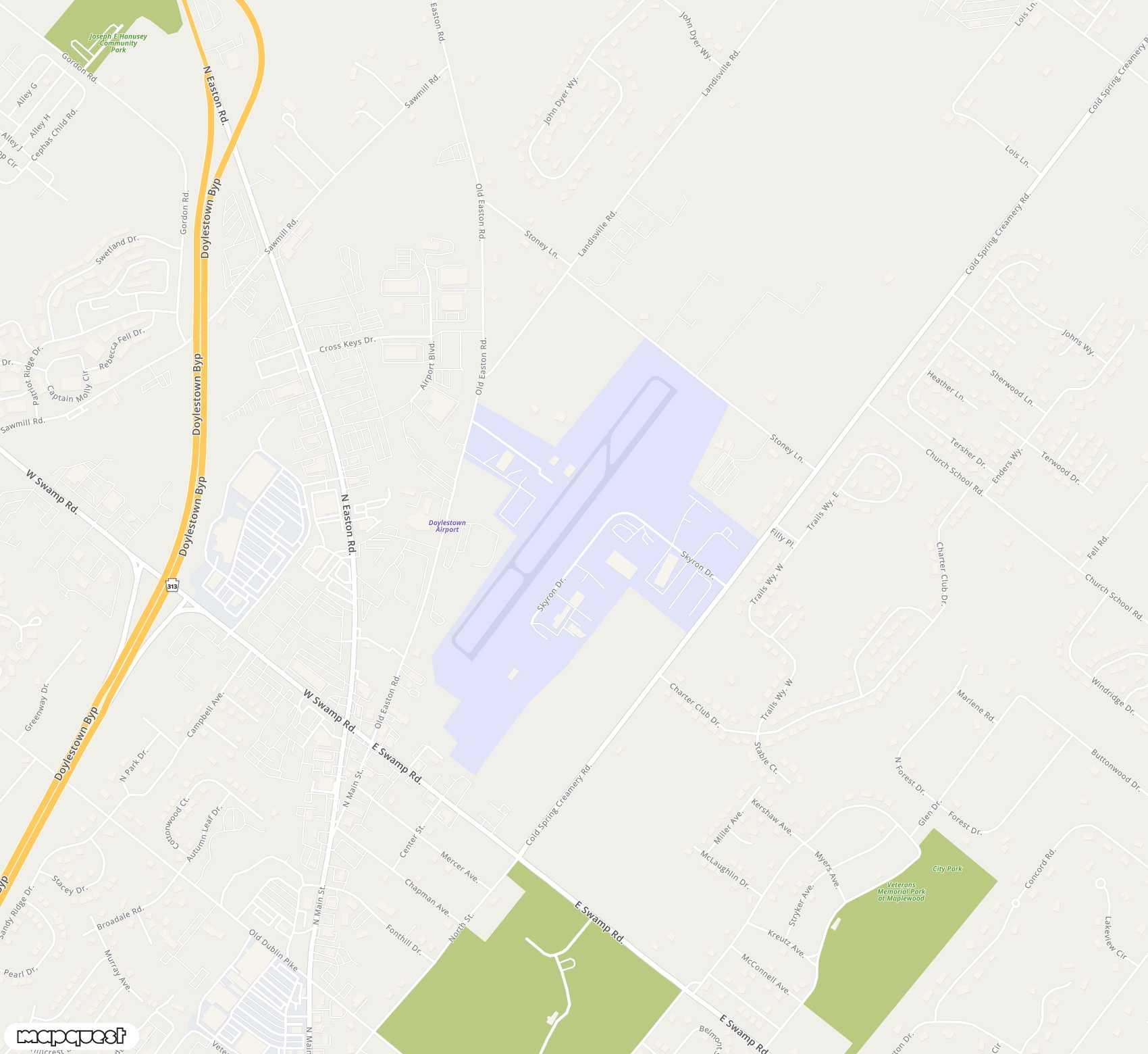 Carte de <span>Aérodrome de </span>Doylestown<span>(DYL)</span>