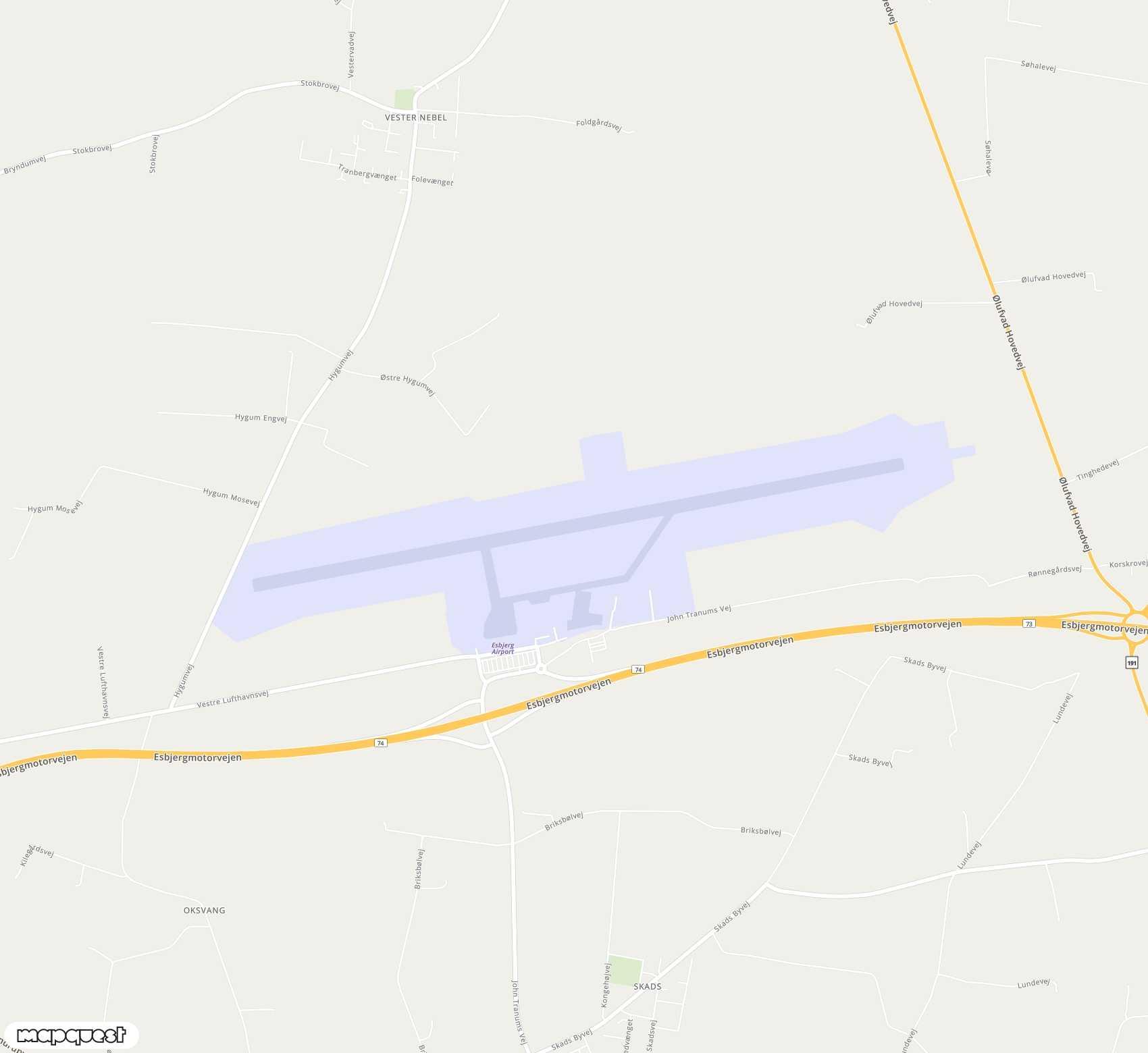 Carte de Esbjerg <span>airport (EBJ)</span>