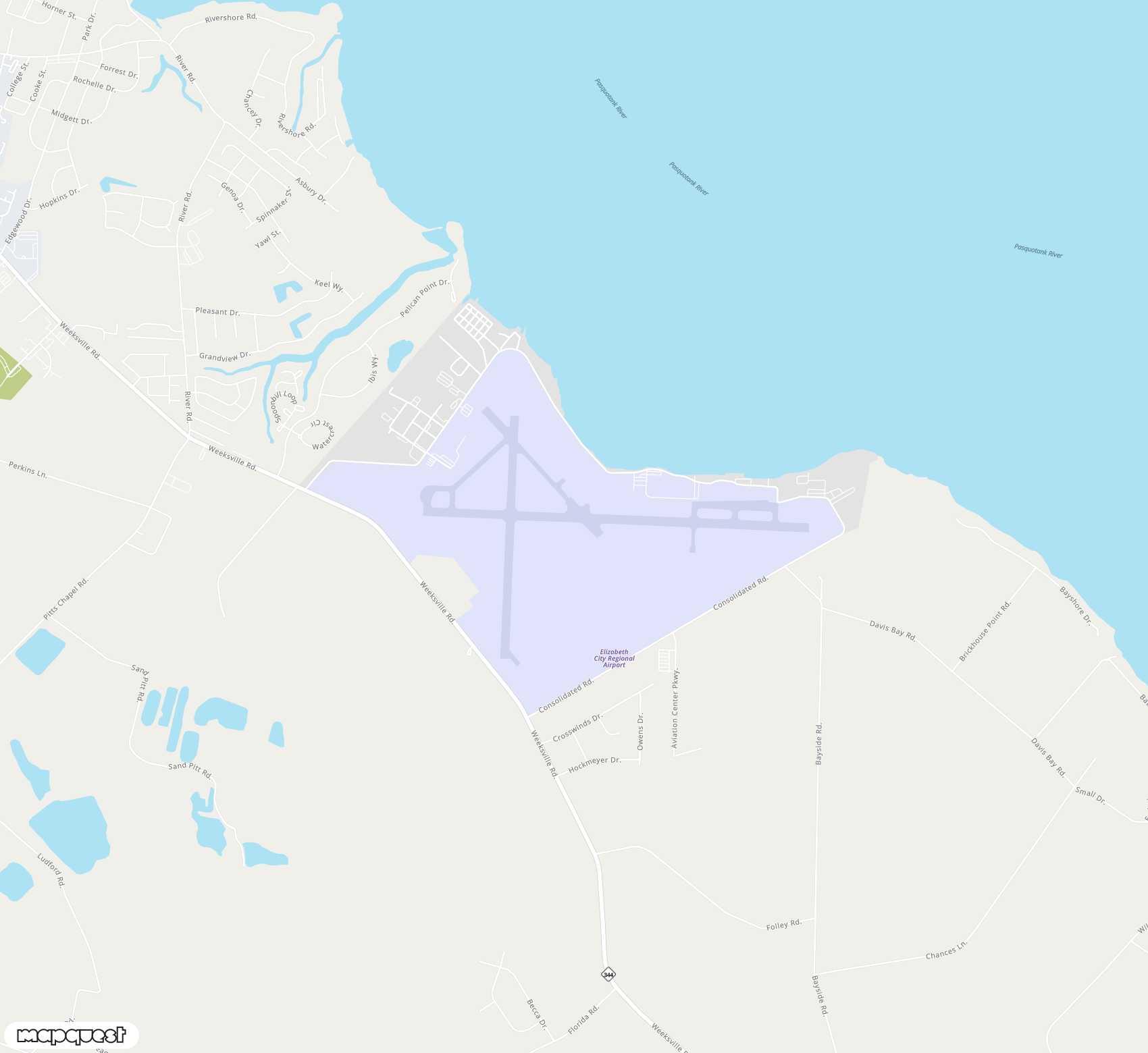 Carte de <span>Aéroport de </span>Elizabeth City Regional & Coast Guard Air Station<span>(ECG)</span>