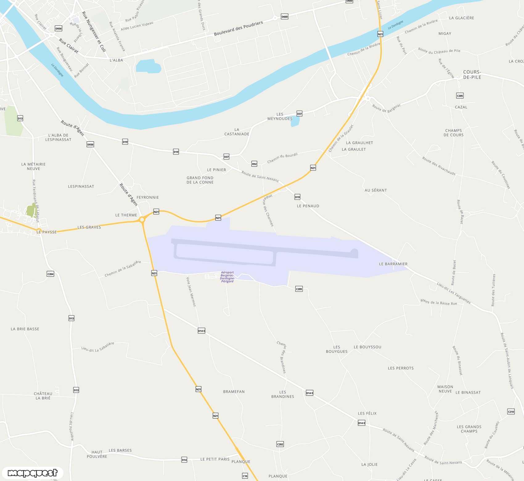 Carte de <span>Aéroport de </span>Bergerac-Roumanière<span>(EGC)</span>