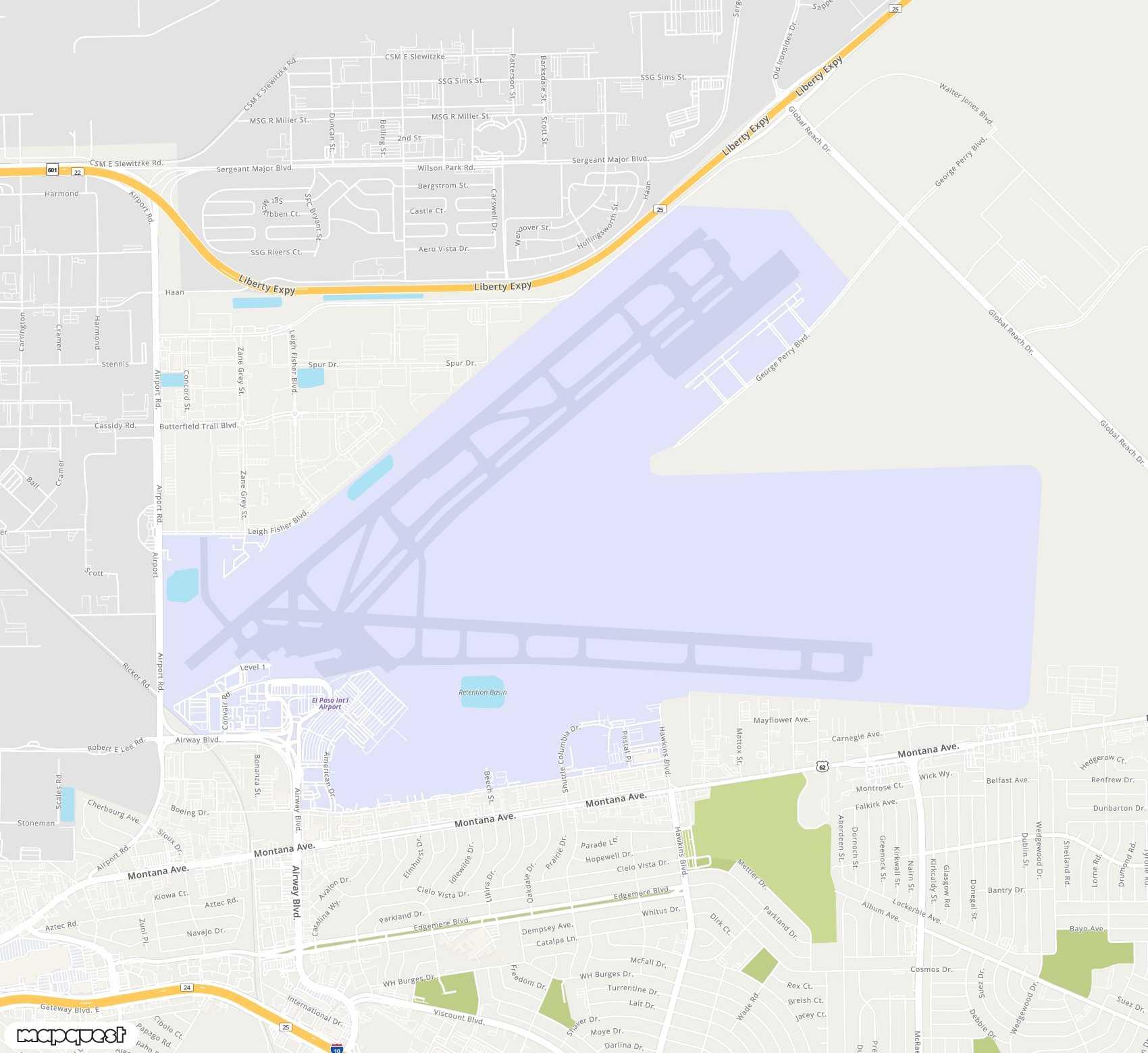 Carte de El Paso <span>airport (ELP)</span>