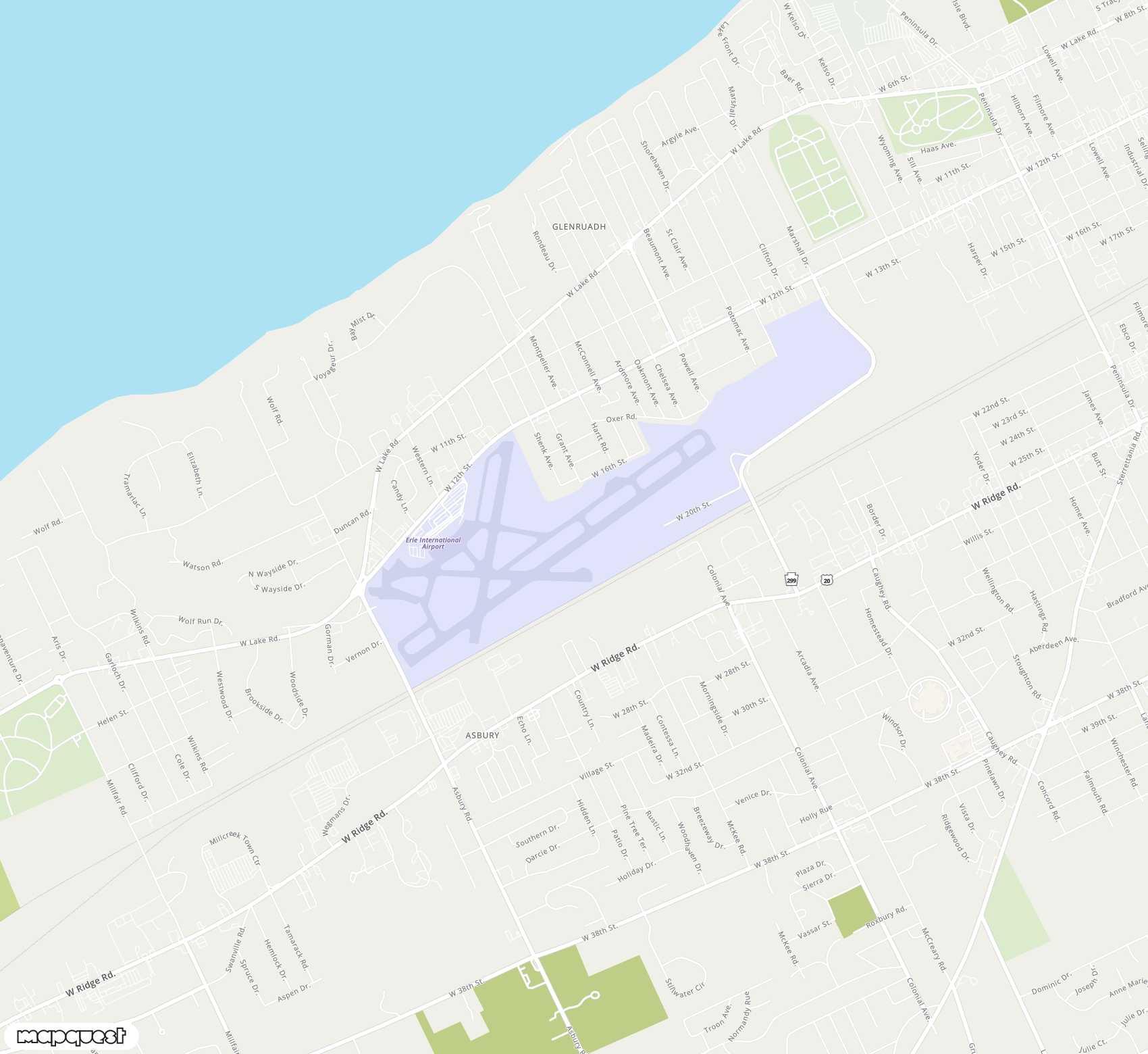 Carte de <span>Aéroport de </span>Erie Tom Ridge Field<span>(ERI)</span>