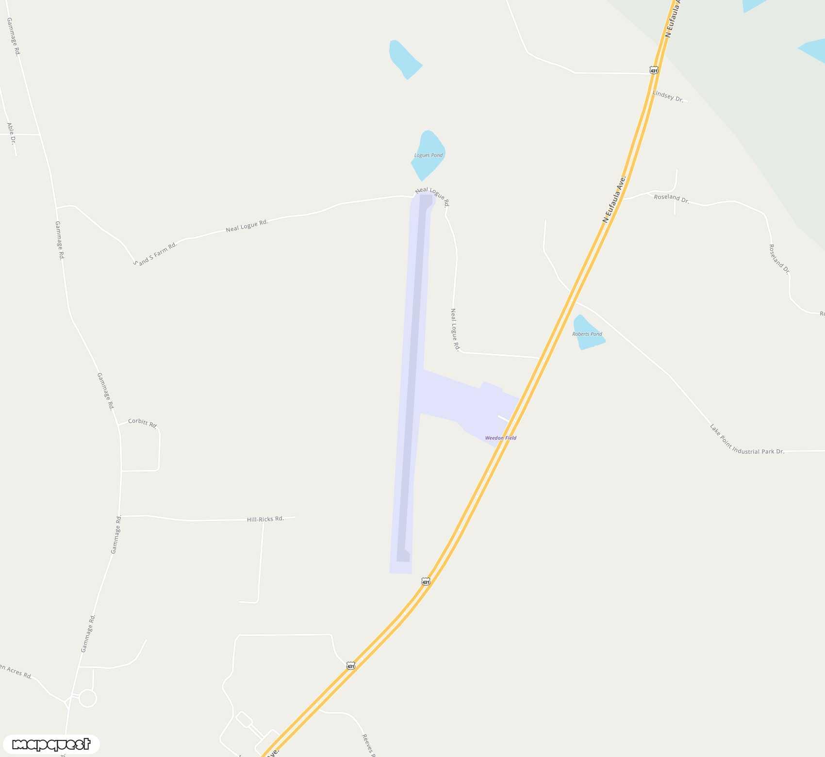 Carte de <span>Aérodrome de </span>Weedon Field<span>(EUF)</span>