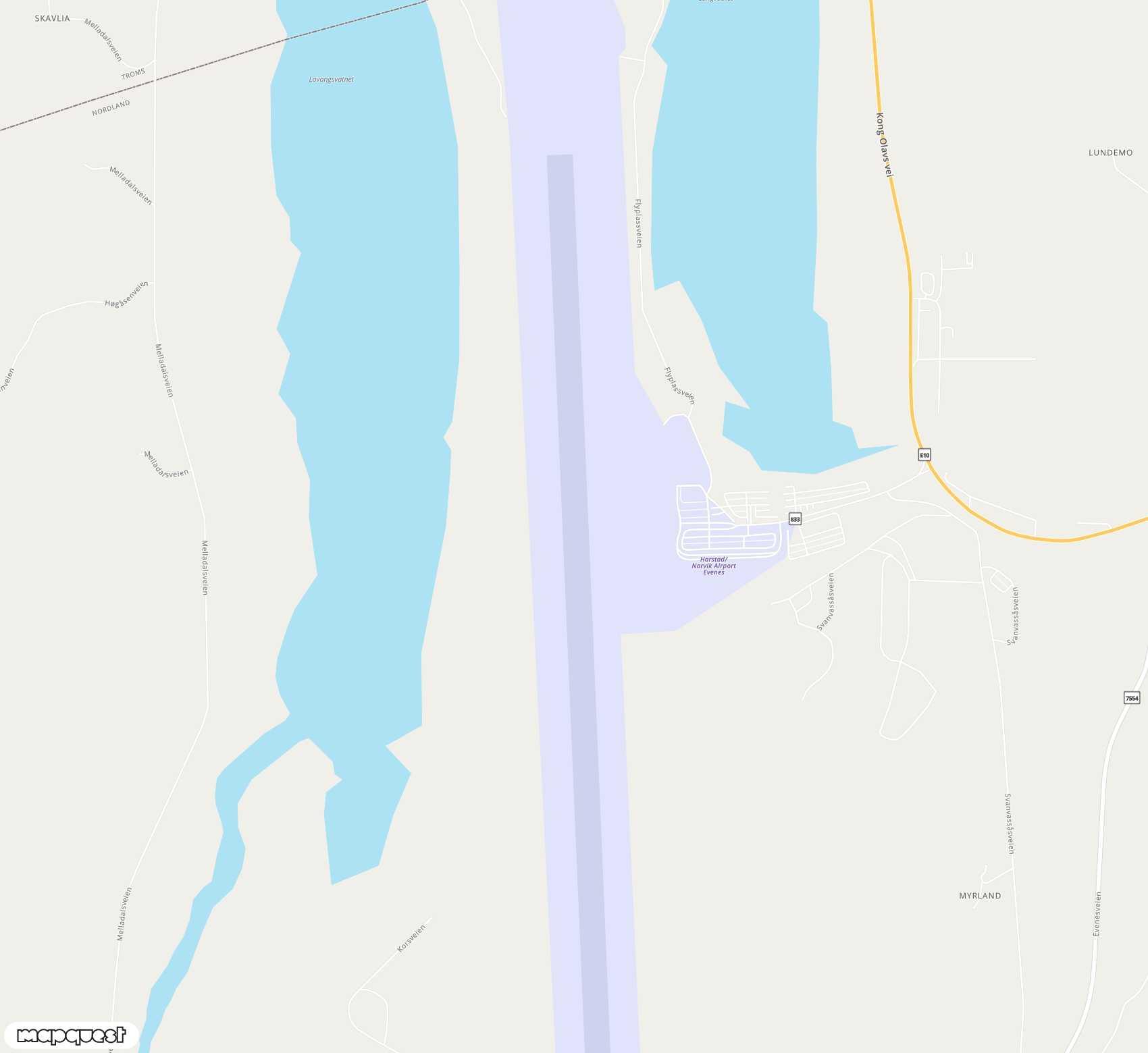 Carte de Harstad/Narvik, Evenes <span>airport (EVE)</span>