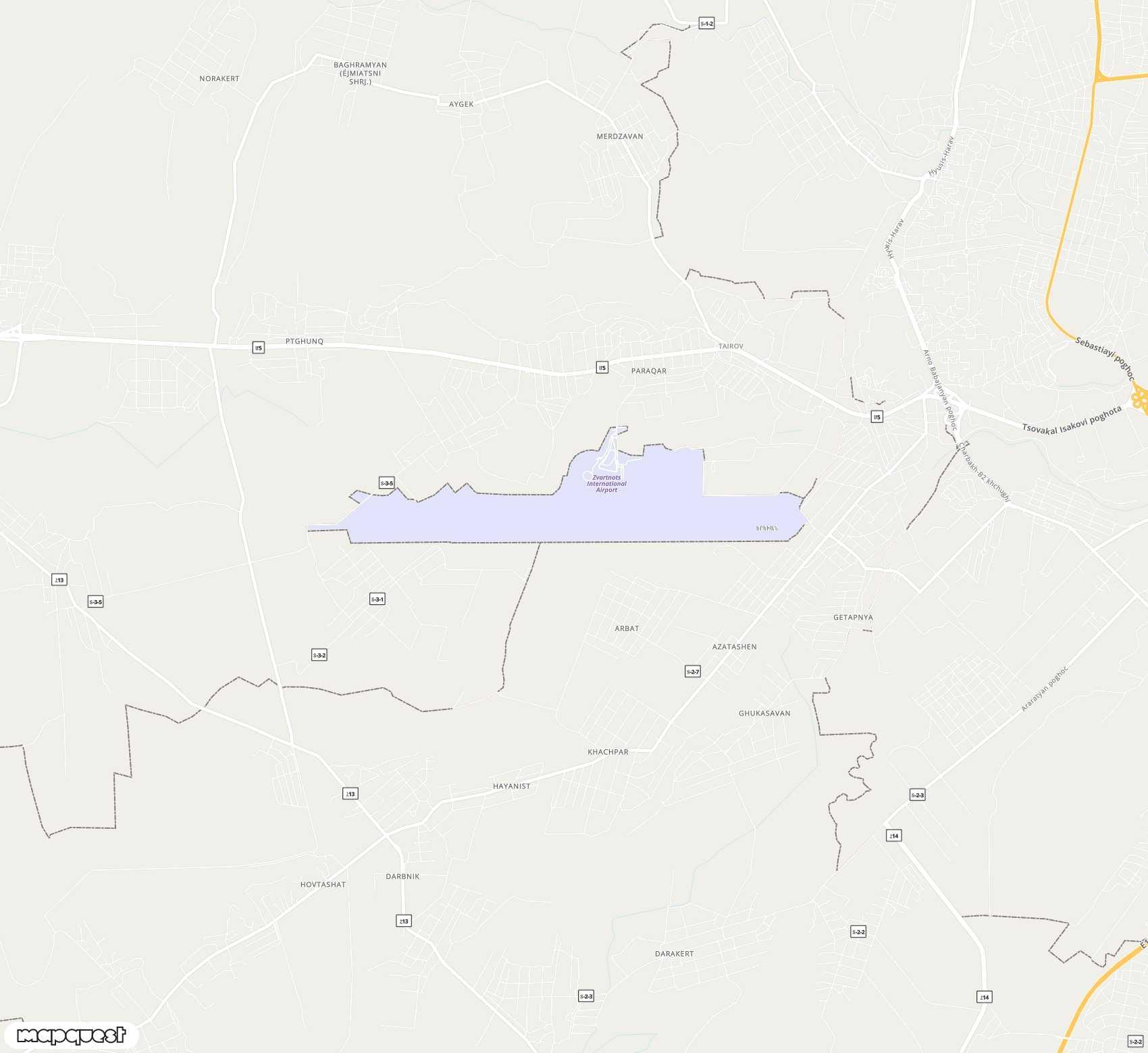 Carte de Zvartnots <span>international airport (EVN)</span>