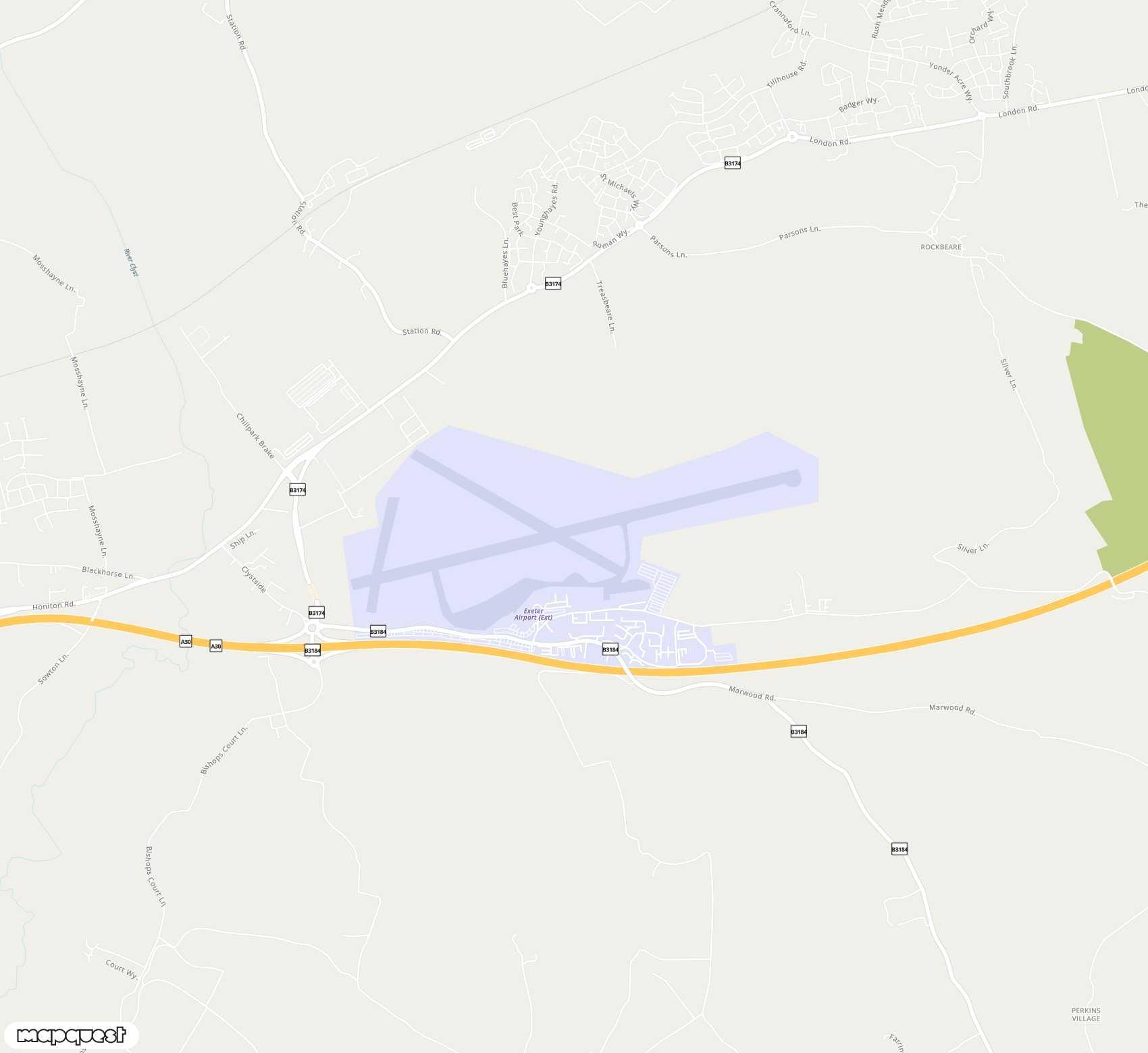 Carte de Exeter <span>airport (EXT)</span>