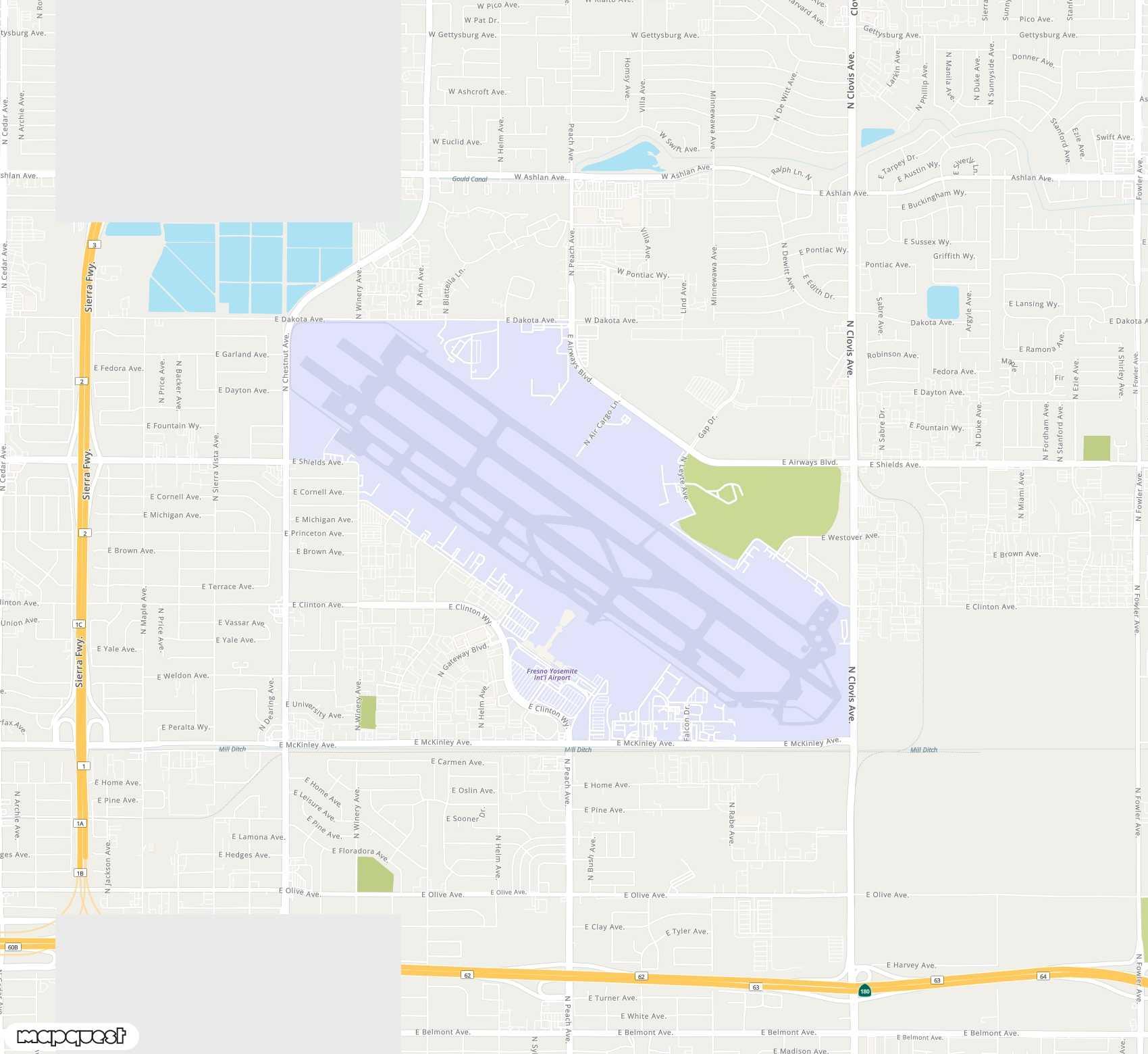 Carte de Fresno Yosemite <span>airport (FAT)</span>