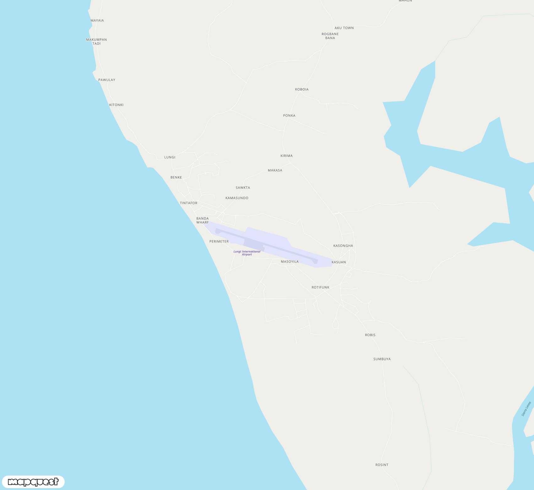Carte de Lungi <span>international airport (FNA)</span>