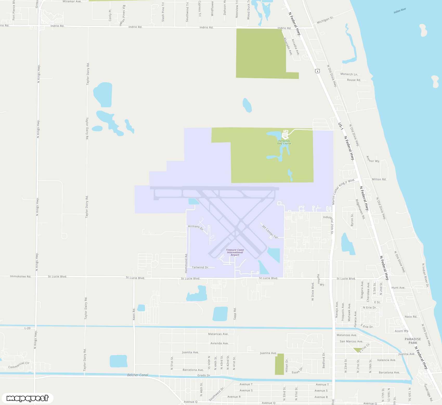 Carte de <span>Aéroport de </span>St Lucie County<span>(FPR)</span>