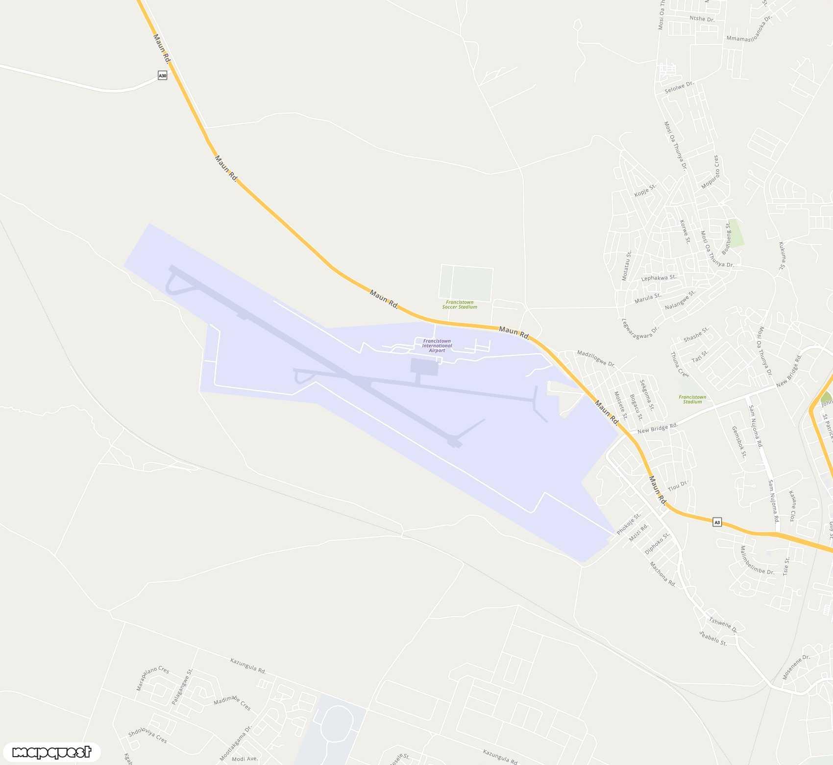 Carte de <span>Aéroport de </span>Francistown<span>(FRW)</span>