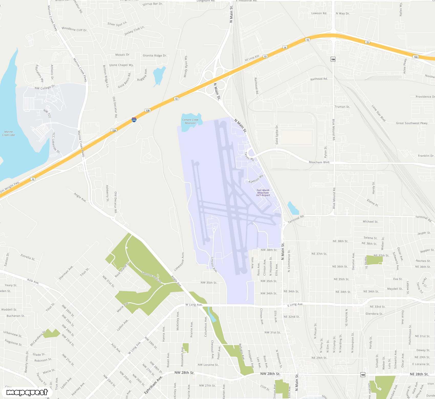 Carte de <span>Aéroport de </span>Fort Worth Meacham<span>(FTW)</span>