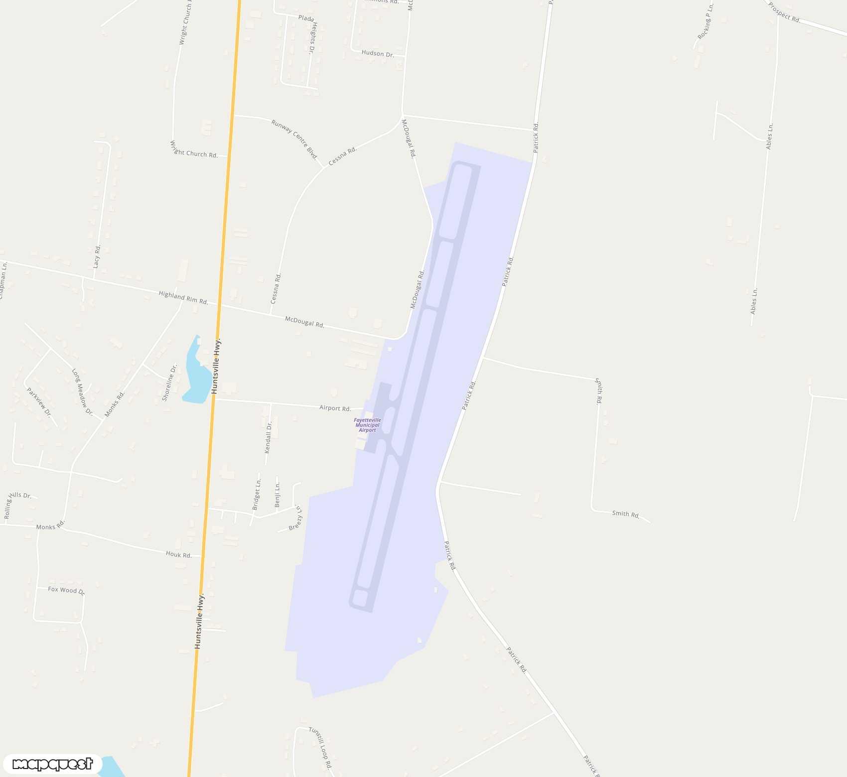 Carte de <span>Aérodrome de </span>Fayetteville Municipal<span>(FYM)</span>