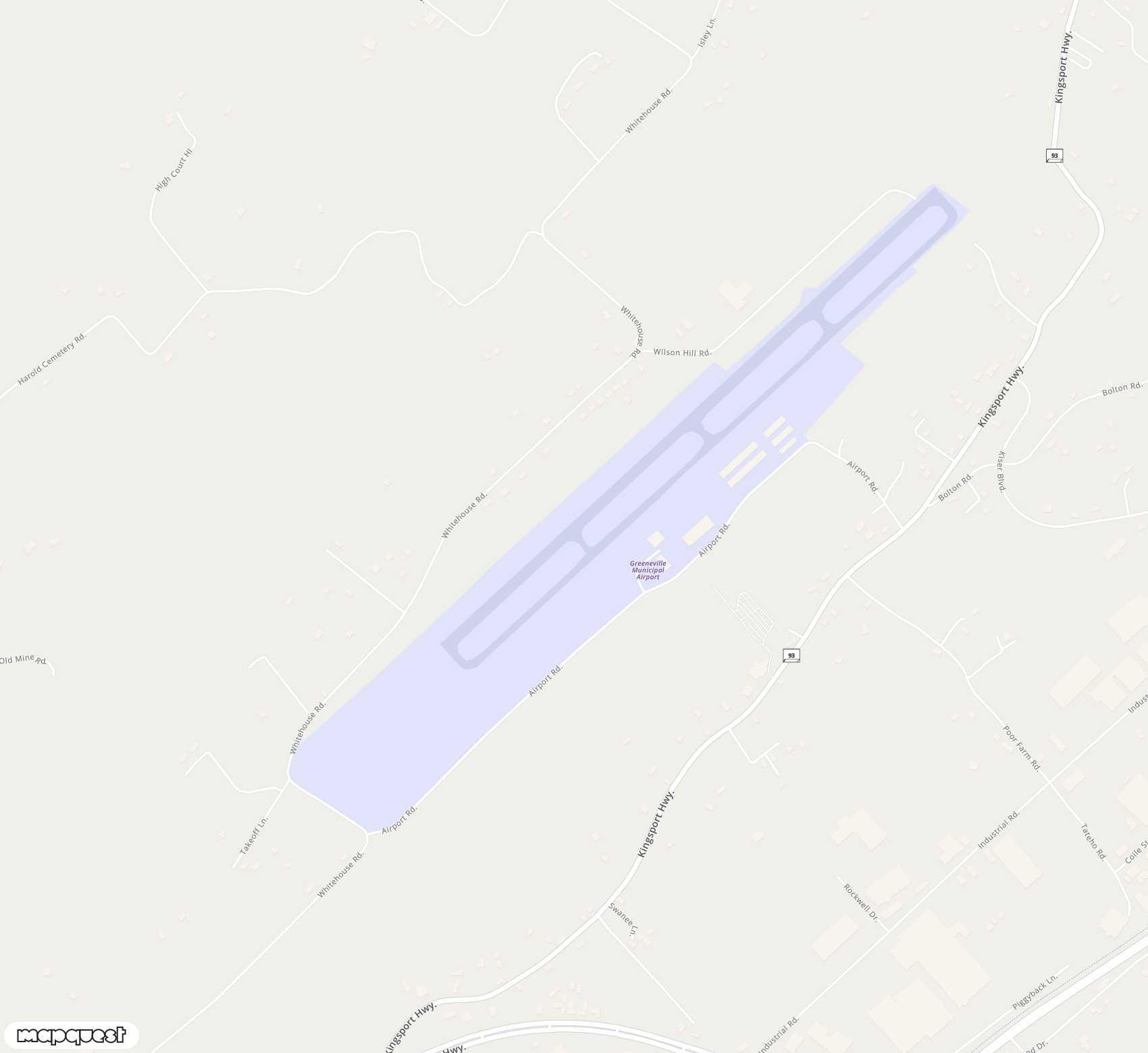 Carte de <span>Aérodrome de </span>Greeneville Municipal<span>(GCY)</span>