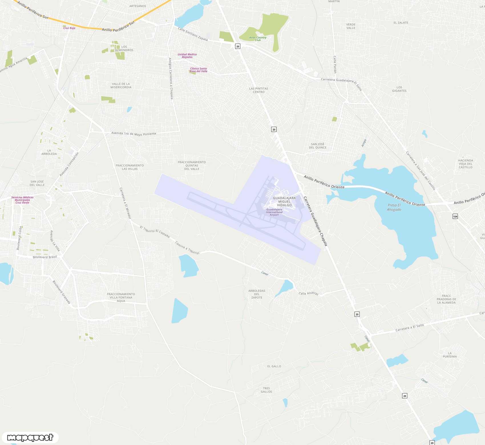 Carte de <span>Aéroport international de </span>Don Miguel Hidalgo Y Costilla<span>(GDL)</span>