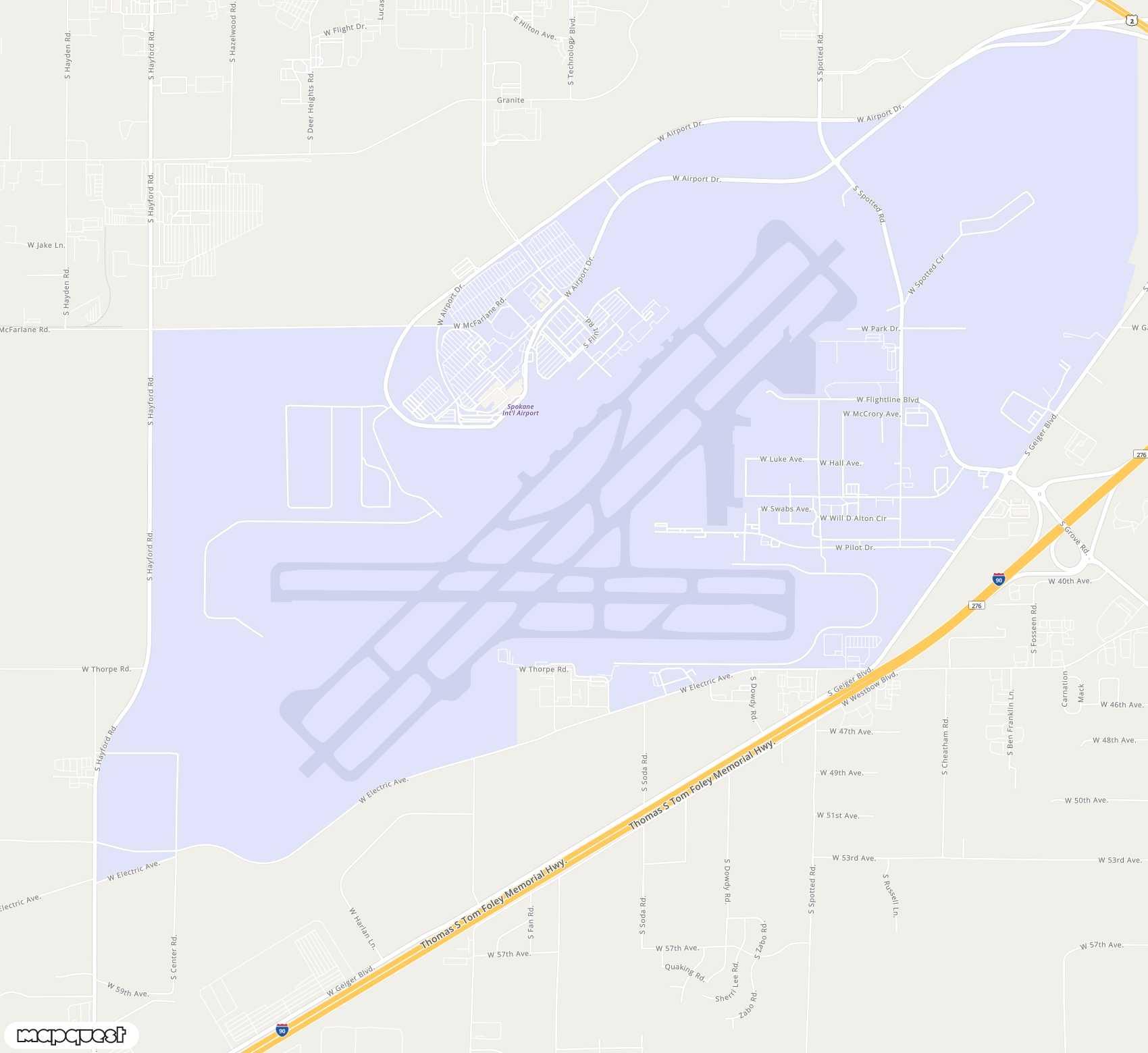 Carte de <span>Aéroport de </span>Spokane<span>(GEG)</span>