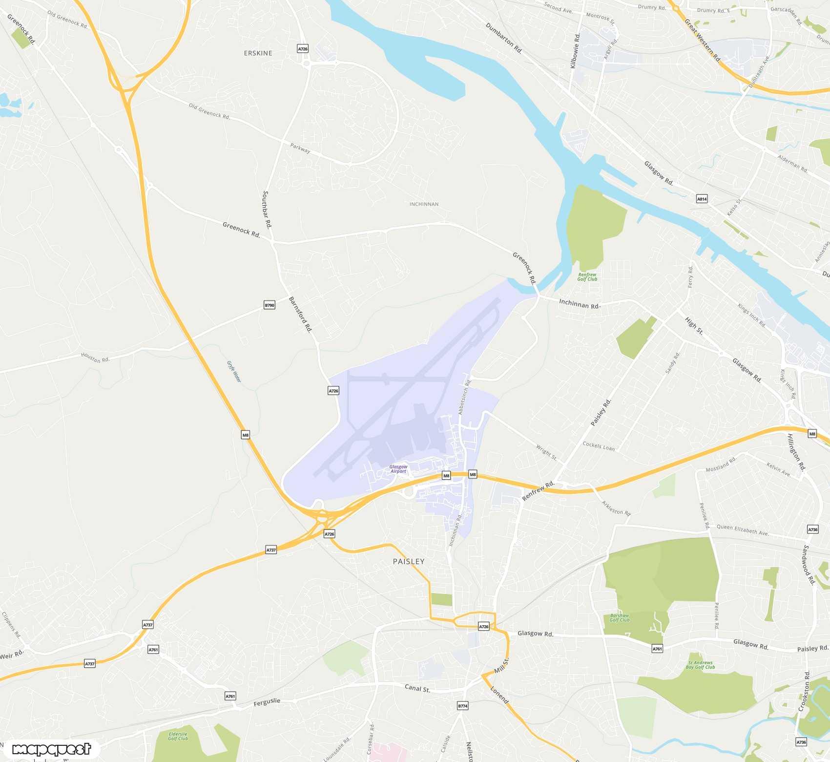 Carte de Glasgow <span>international airport (GLA)</span>