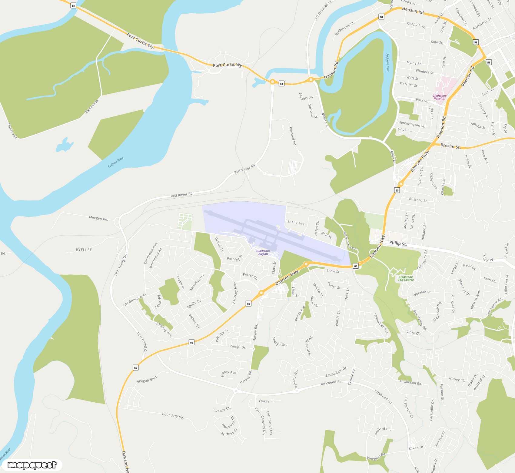 Carte de Gladstone <span>airport (GLT)</span>