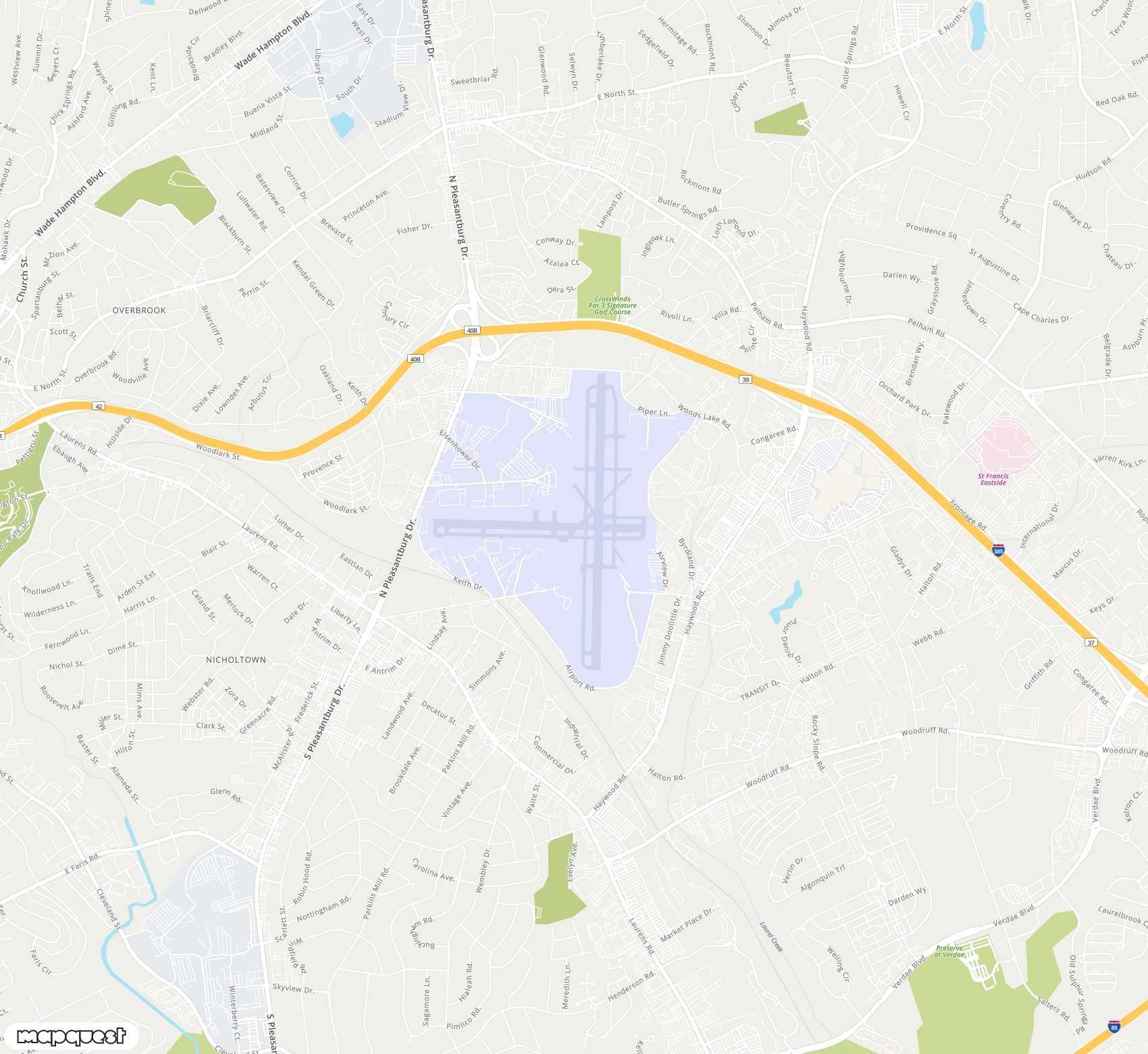 Carte de <span>Aéroport de </span>Greenville Downtown<span>(GMU)</span>