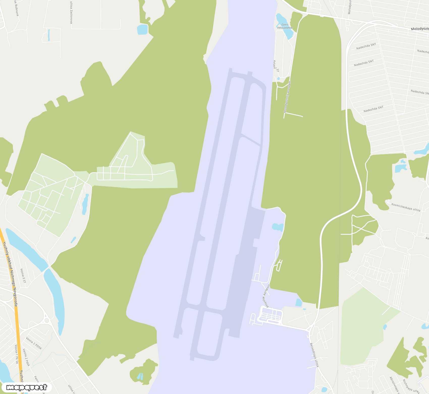 Carte de <span>Aéroport de </span>Nizhny Novgorod Strigino<span>(GOJ)</span>