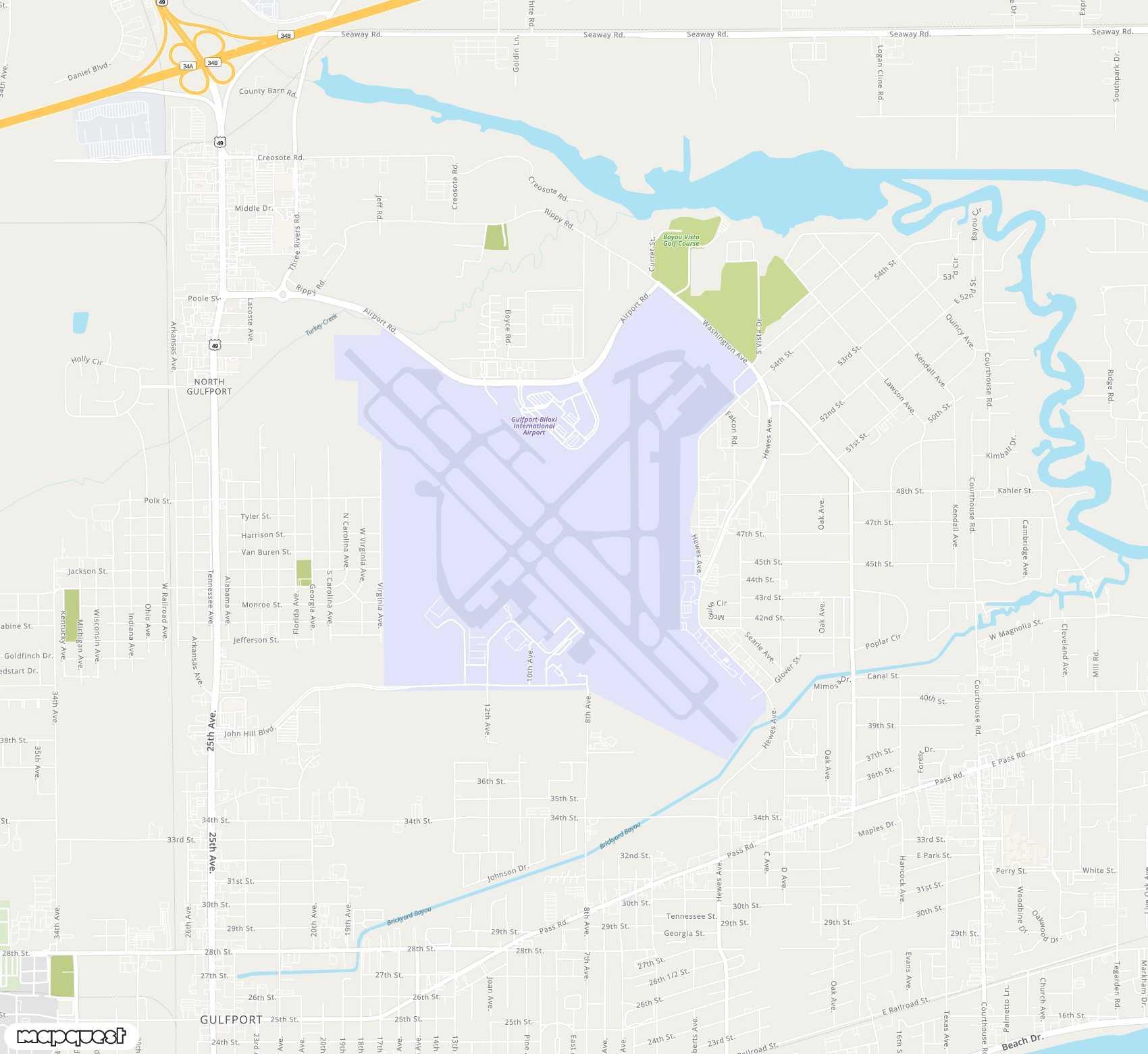 Carte de <span>Aéroport de </span>Gulfport Biloxi<span>(GPT)</span>
