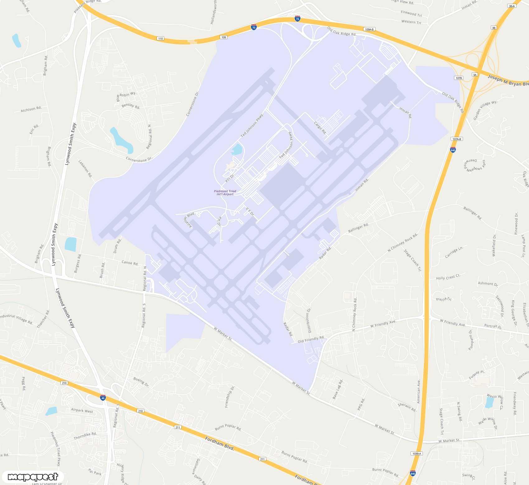Carte de Piedmont Triad <span>airport (GSO)</span>