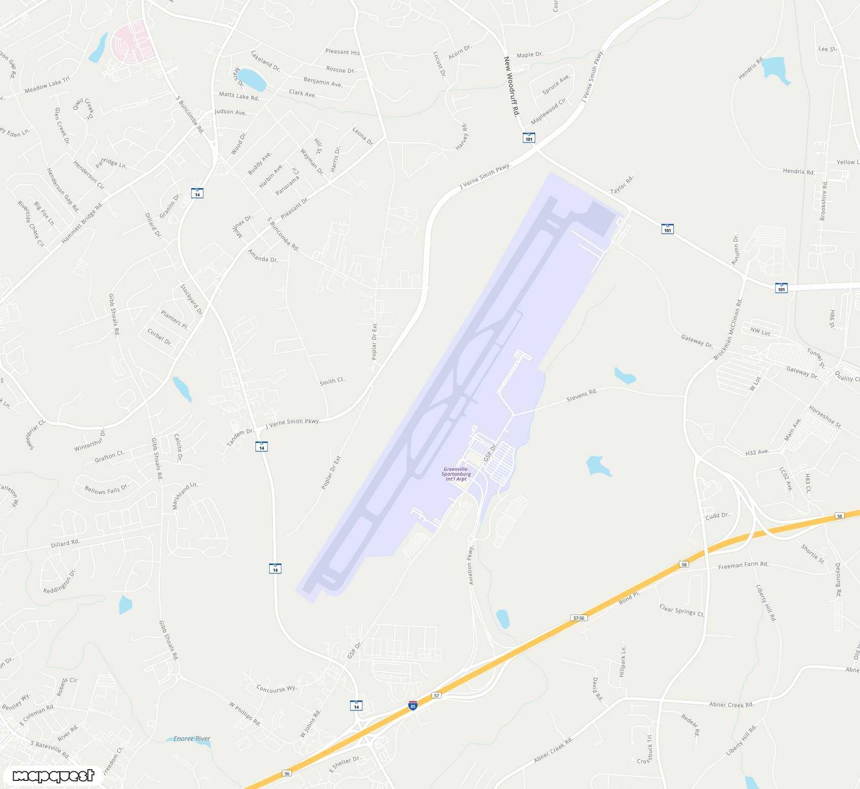 Carte de <span>Aéroport de </span>Greenville Spartanburg<span>(GSP)</span>