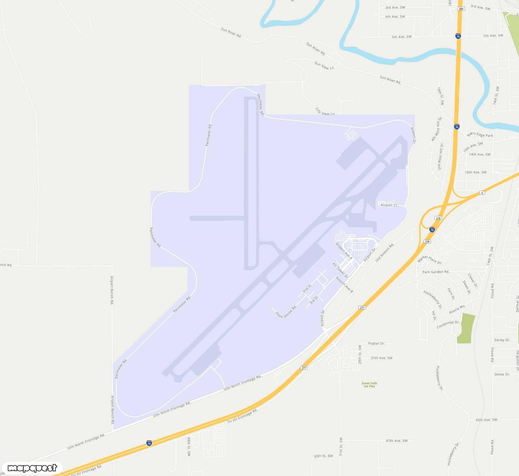 Carte de Great Falls <span>airport (GTF)</span>