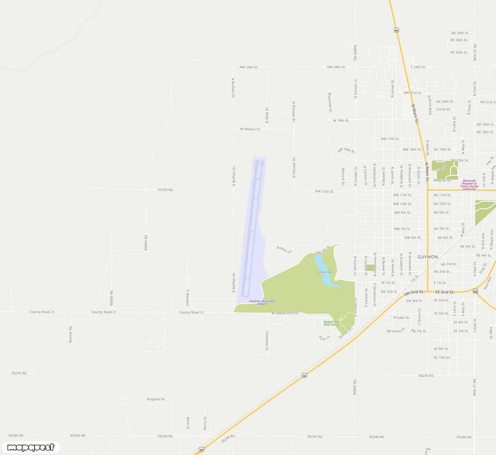 Carte de <span>Aéroport de </span>Guymon Municipal<span>(GUY)</span>