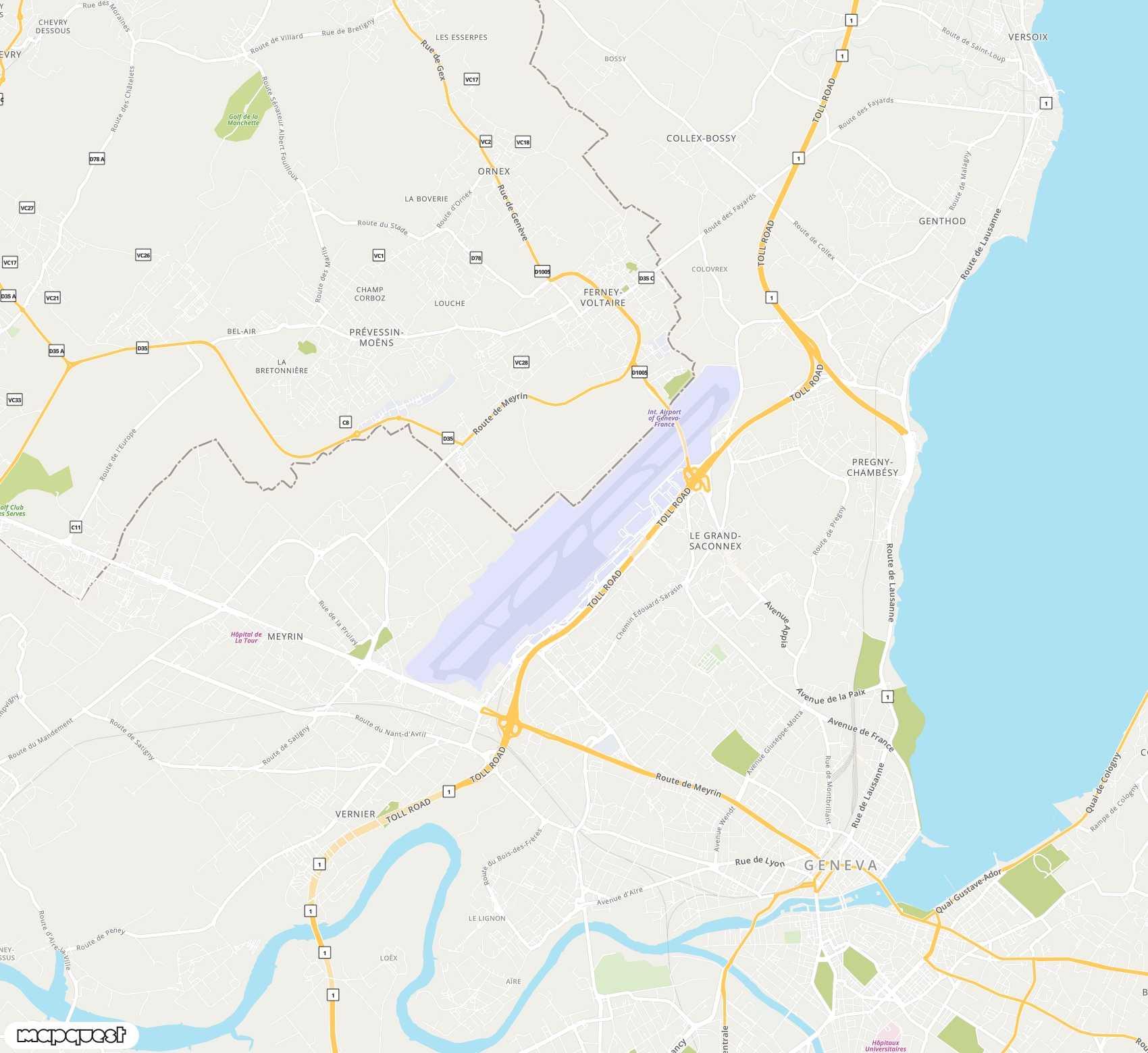 Carte de Geneva Cointrin <span>international airport (GVA)</span>