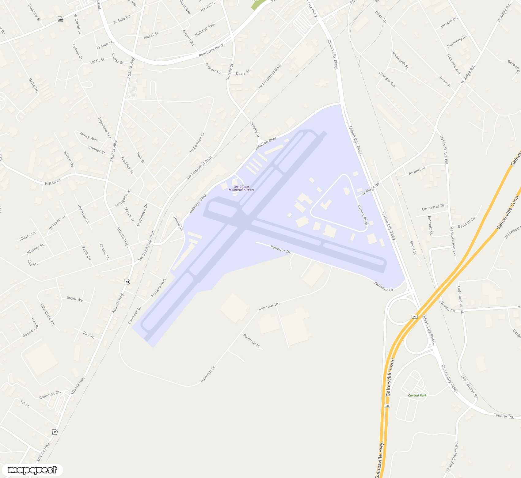 Carte de <span>Aérodrome de </span>Lee Gilmer Memorial<span>(GVL)</span>