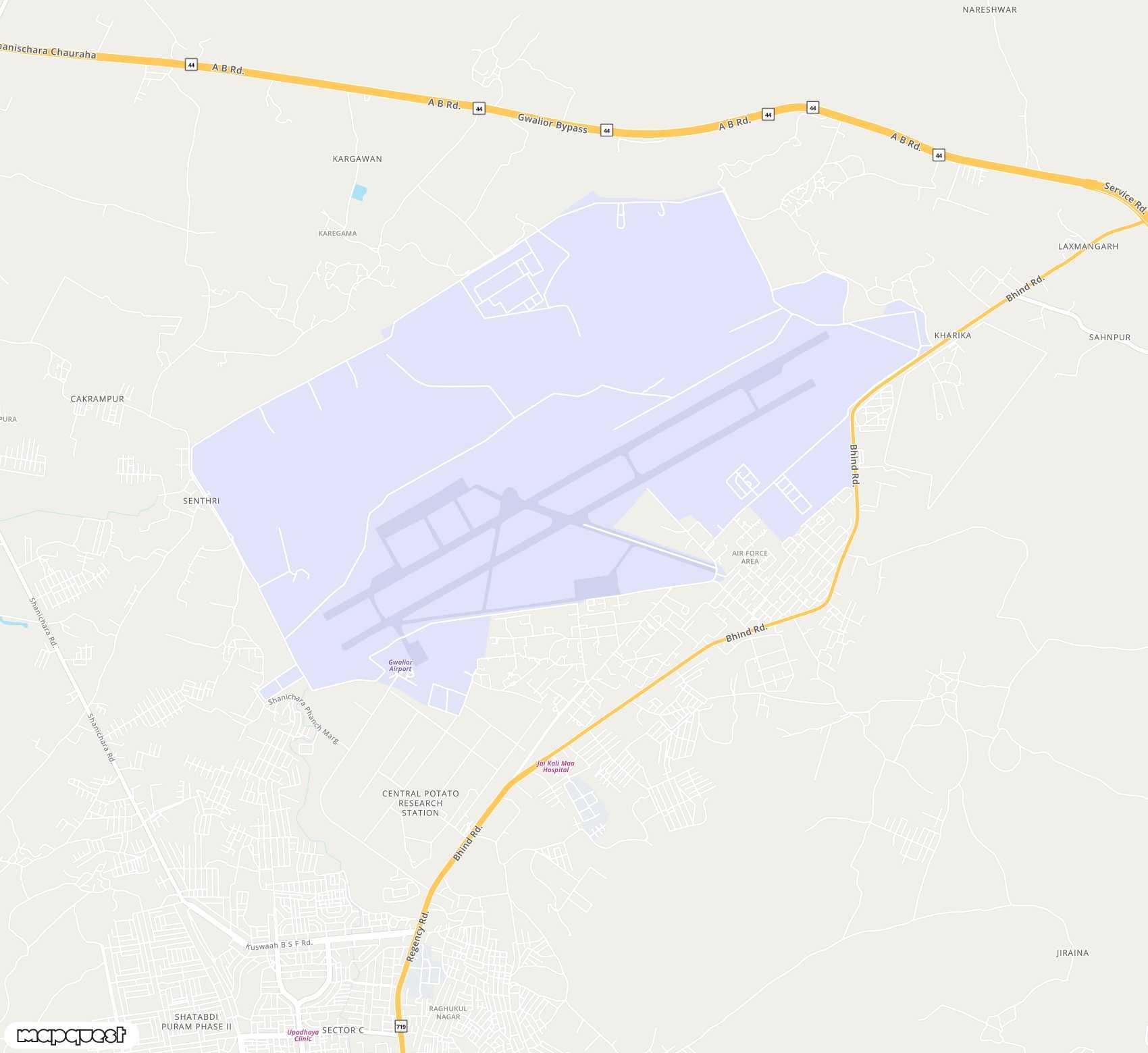 Carte de Gwalior <span>airport (GWL)</span>