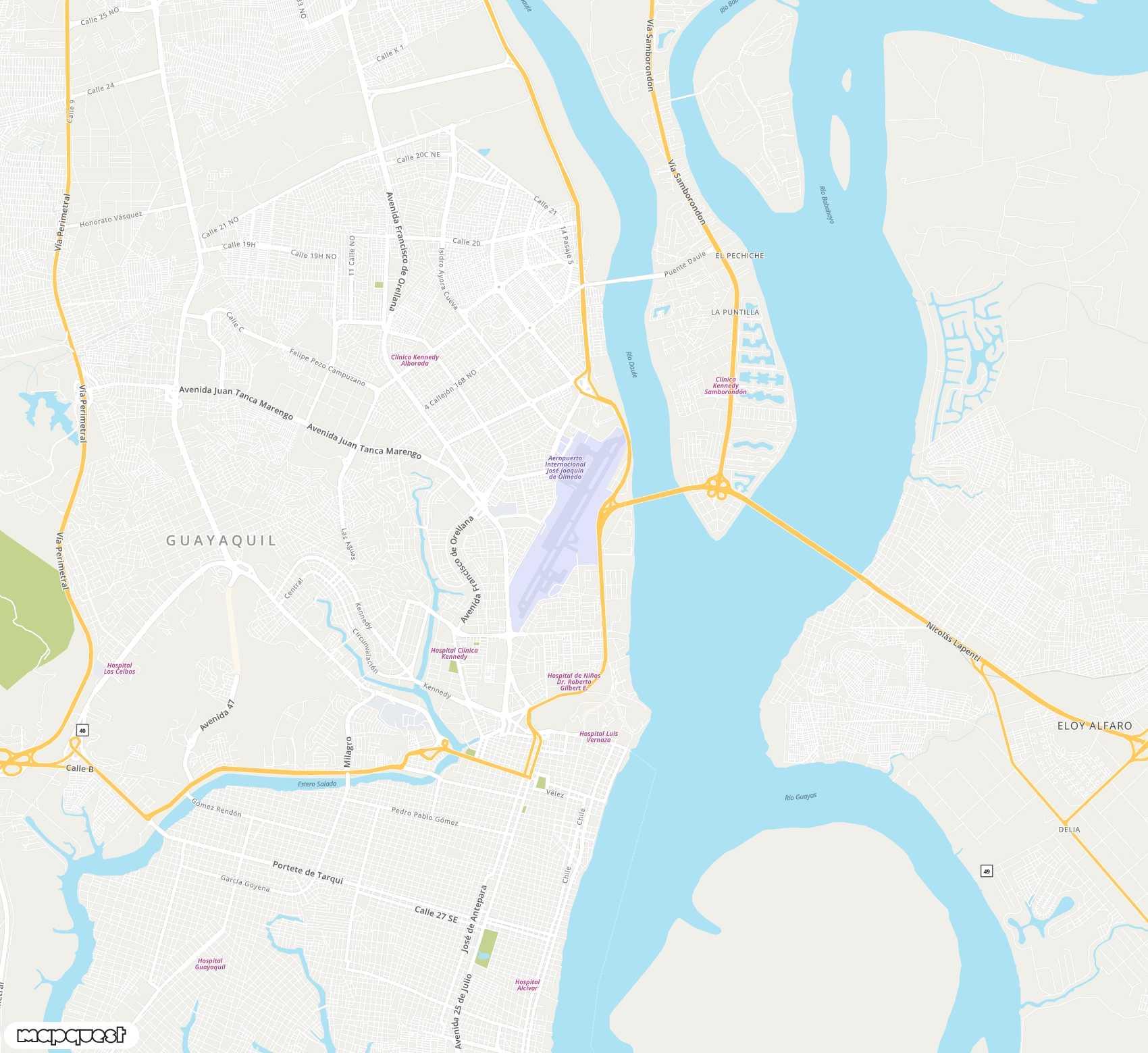 Carte de José Joaquín de Olmedo <span>international airport (GYE)</span>