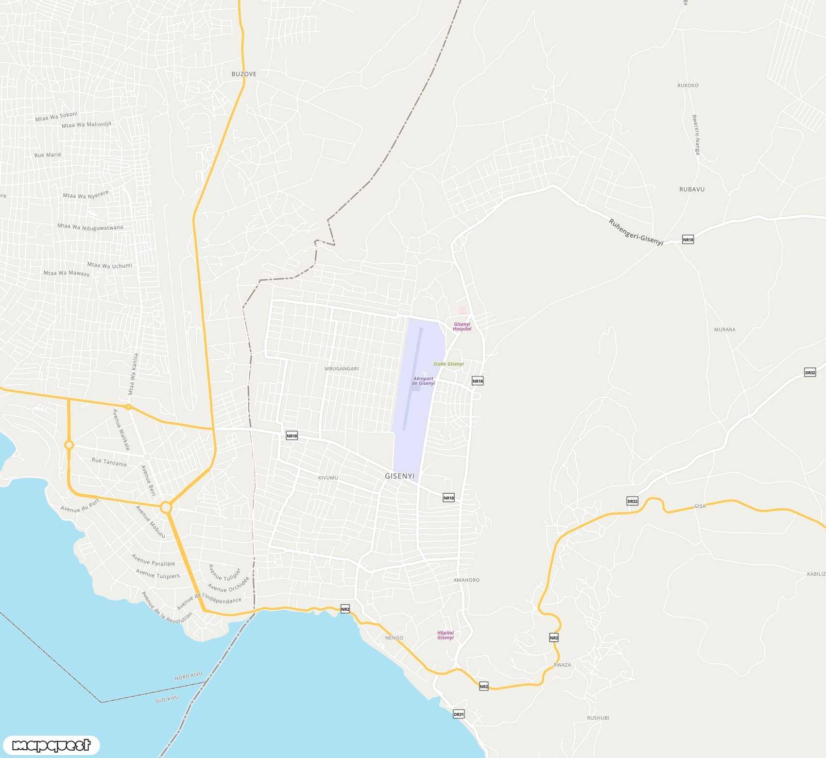 Carte de Gisenyi <span>airport (GYI)</span>