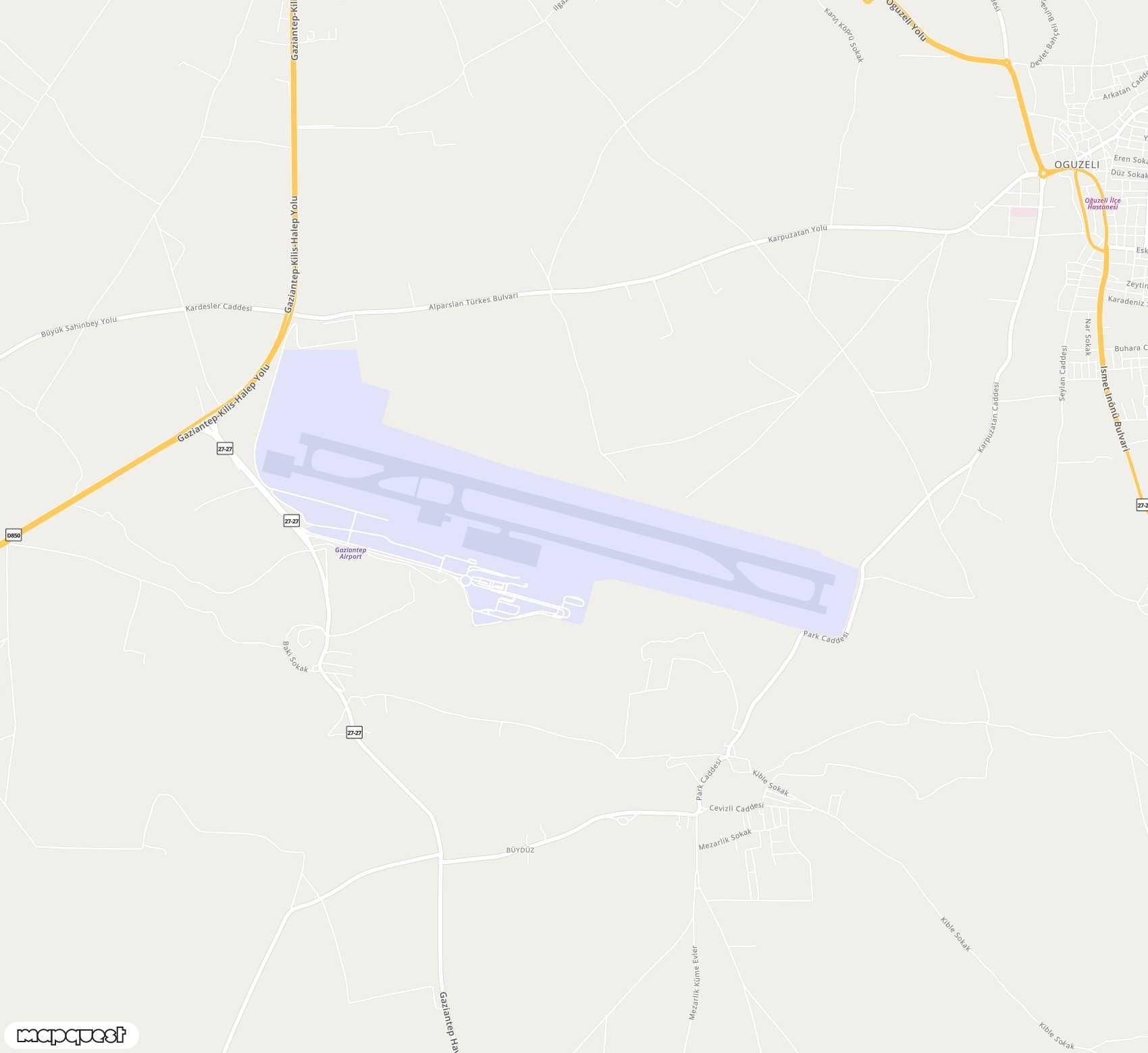 Carte de Gaziantep <span>airport (GZT)</span>