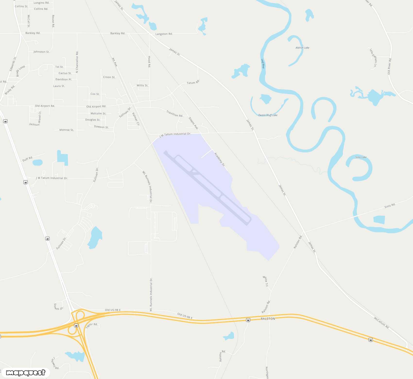 Carte de <span>Aéroport de </span>Hattiesburg Bobby L Chain Municipal<span>(HBG)</span>