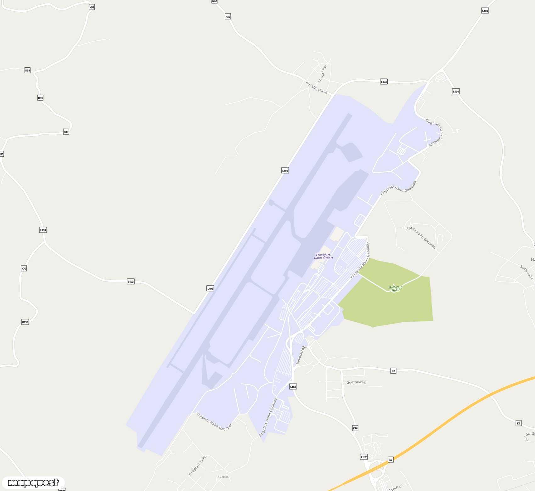 Carte de Frankfurt-Hahn <span>airport (HHN)</span>